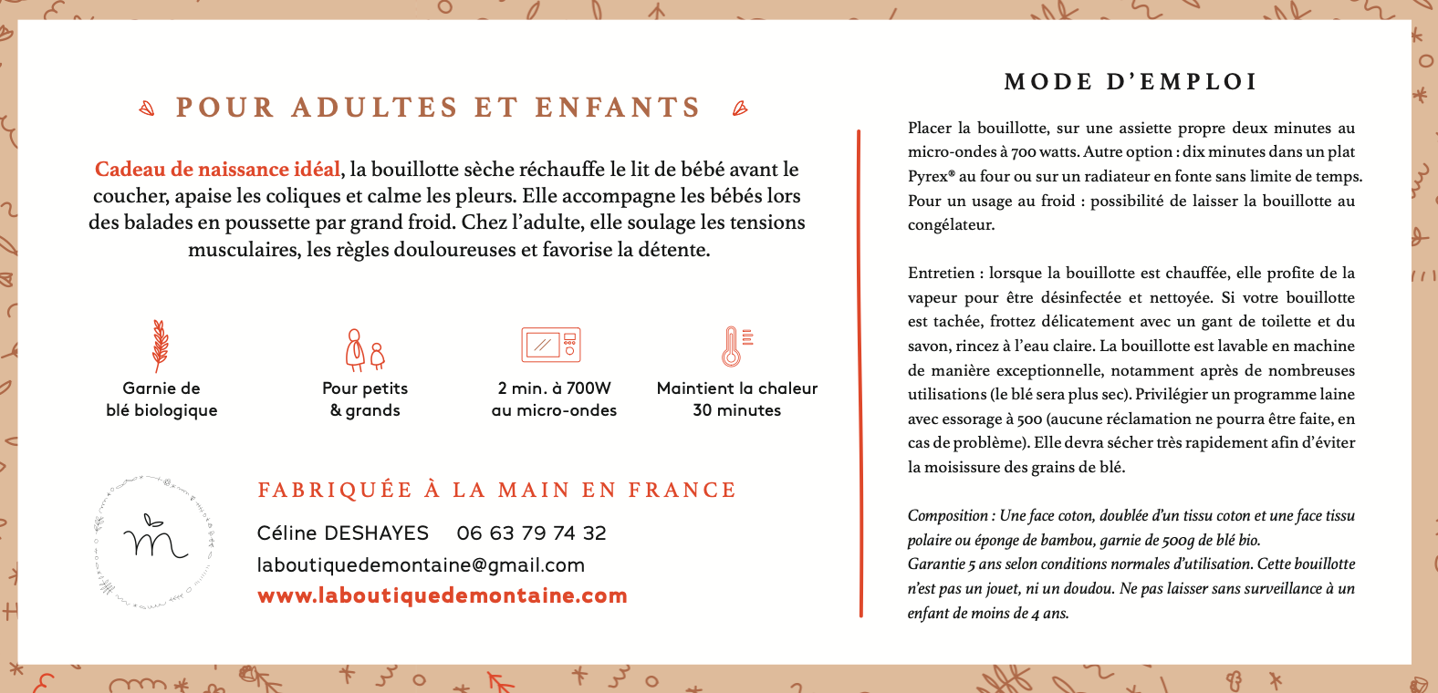 DERNIÈRE CHANCE - Bouillotte Poisson "feuilles ginko"