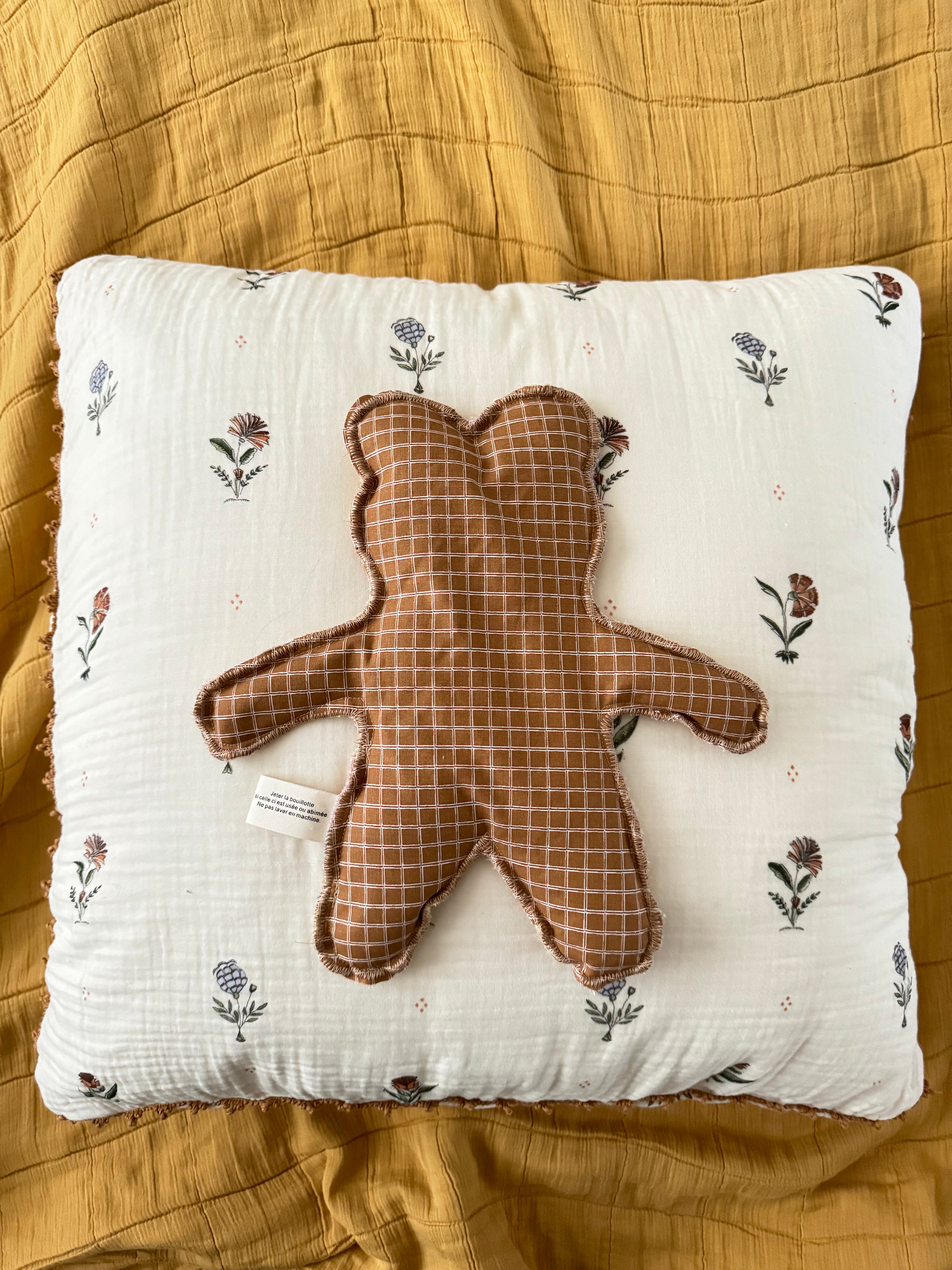 Bouillotte Ourson carreaux moutarde