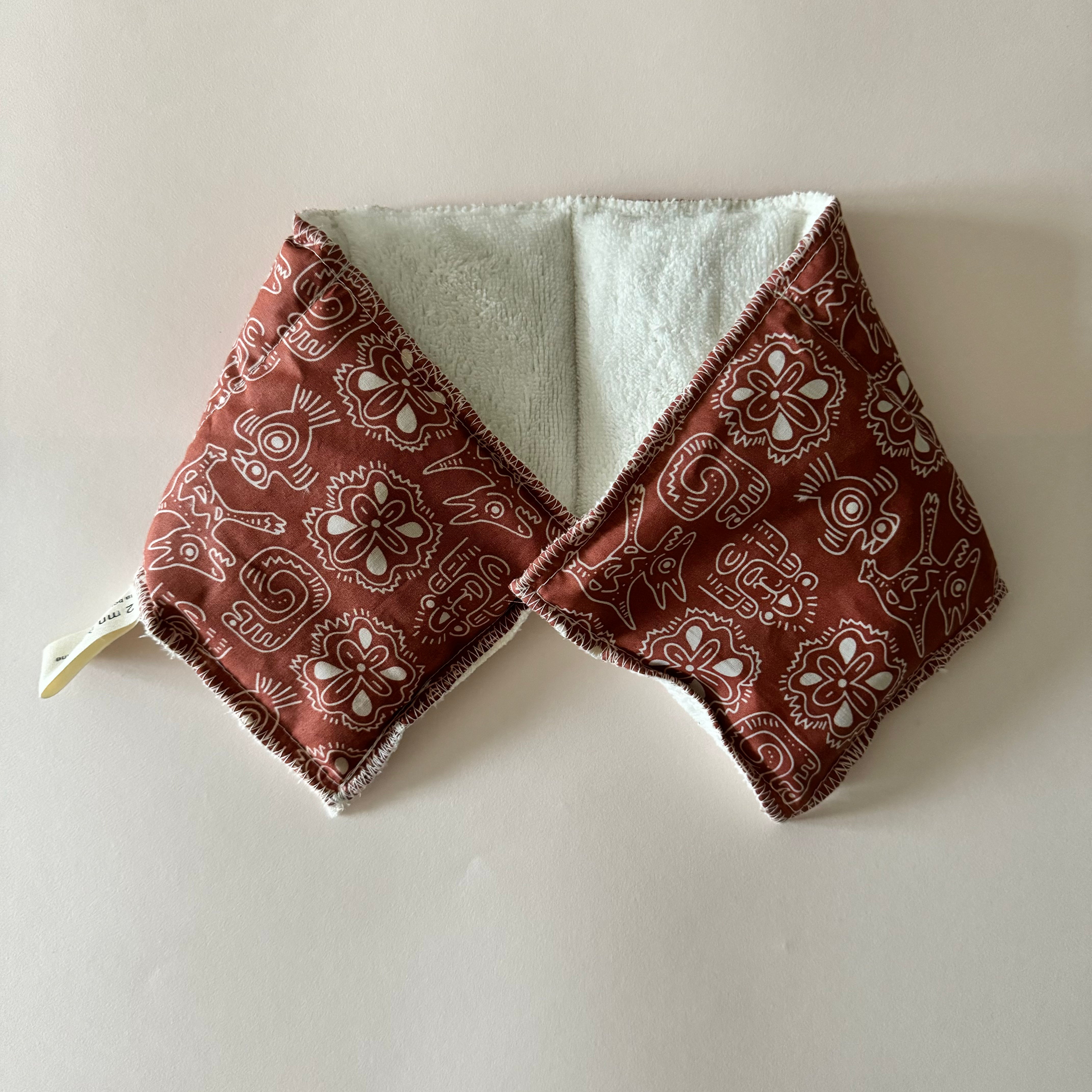 Bouillotte tour de cou rectangle brique/ivoire