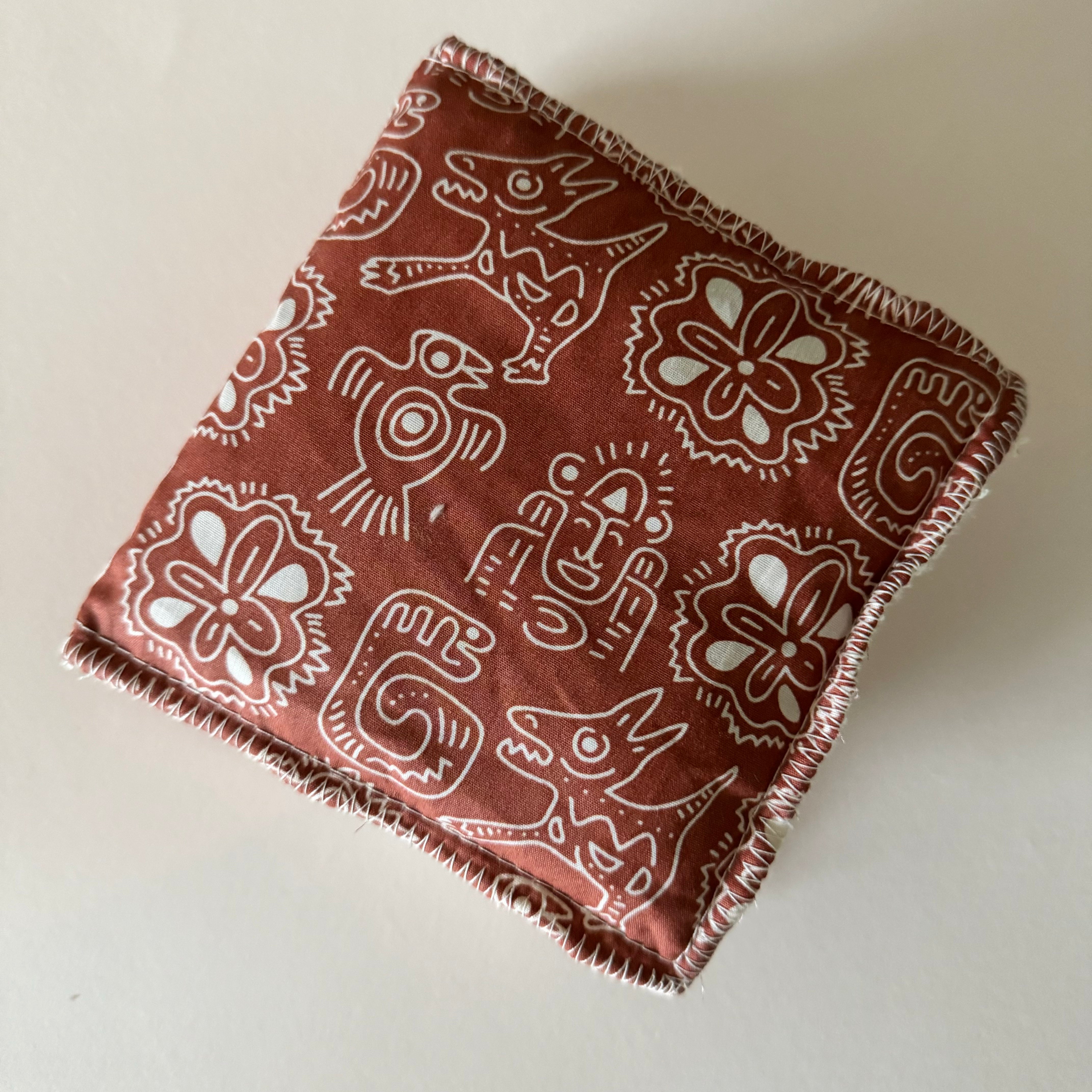 Bouillotte tour de cou rectangle brique/ivoire