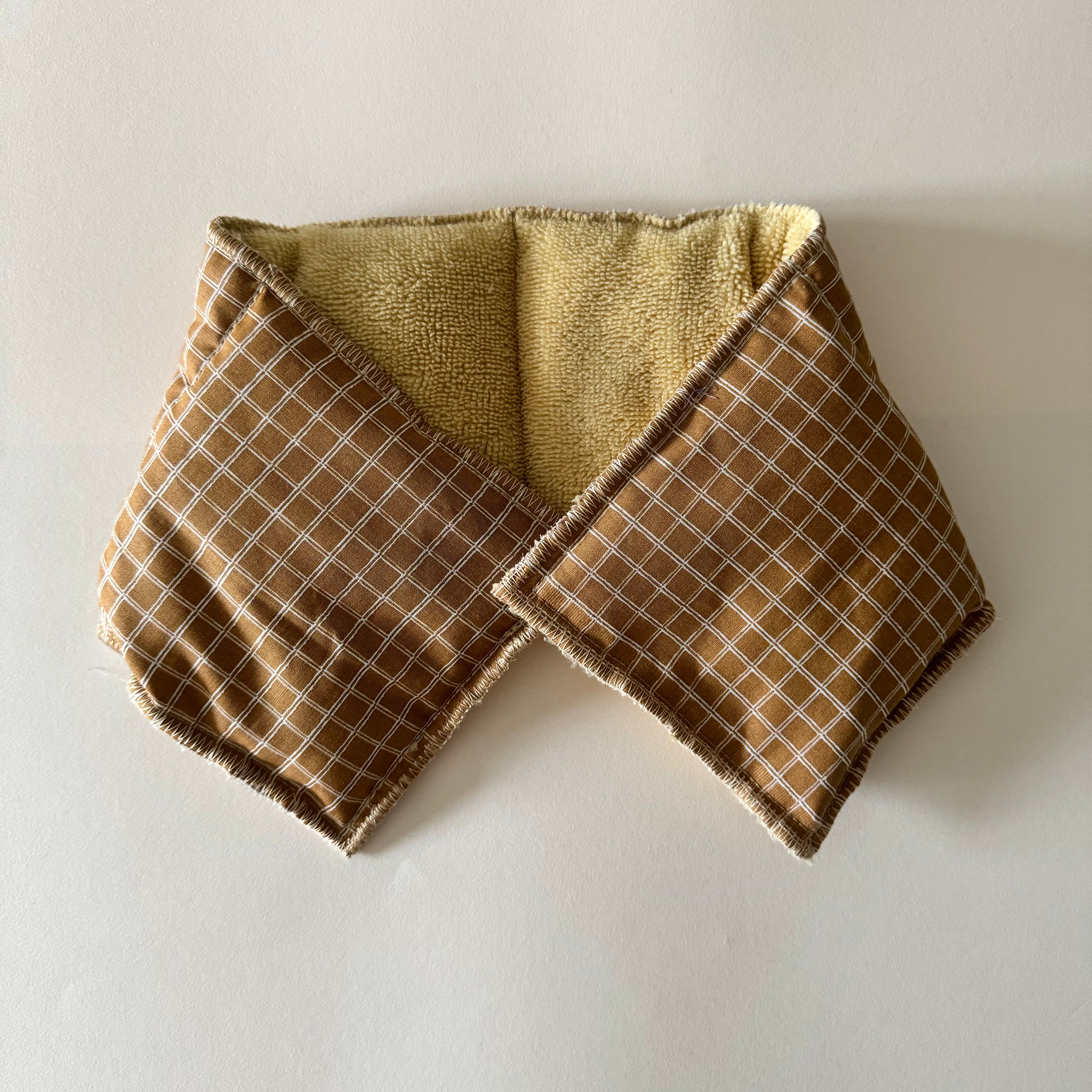 Bouillotte tour de cou rectangle camel/ivoire