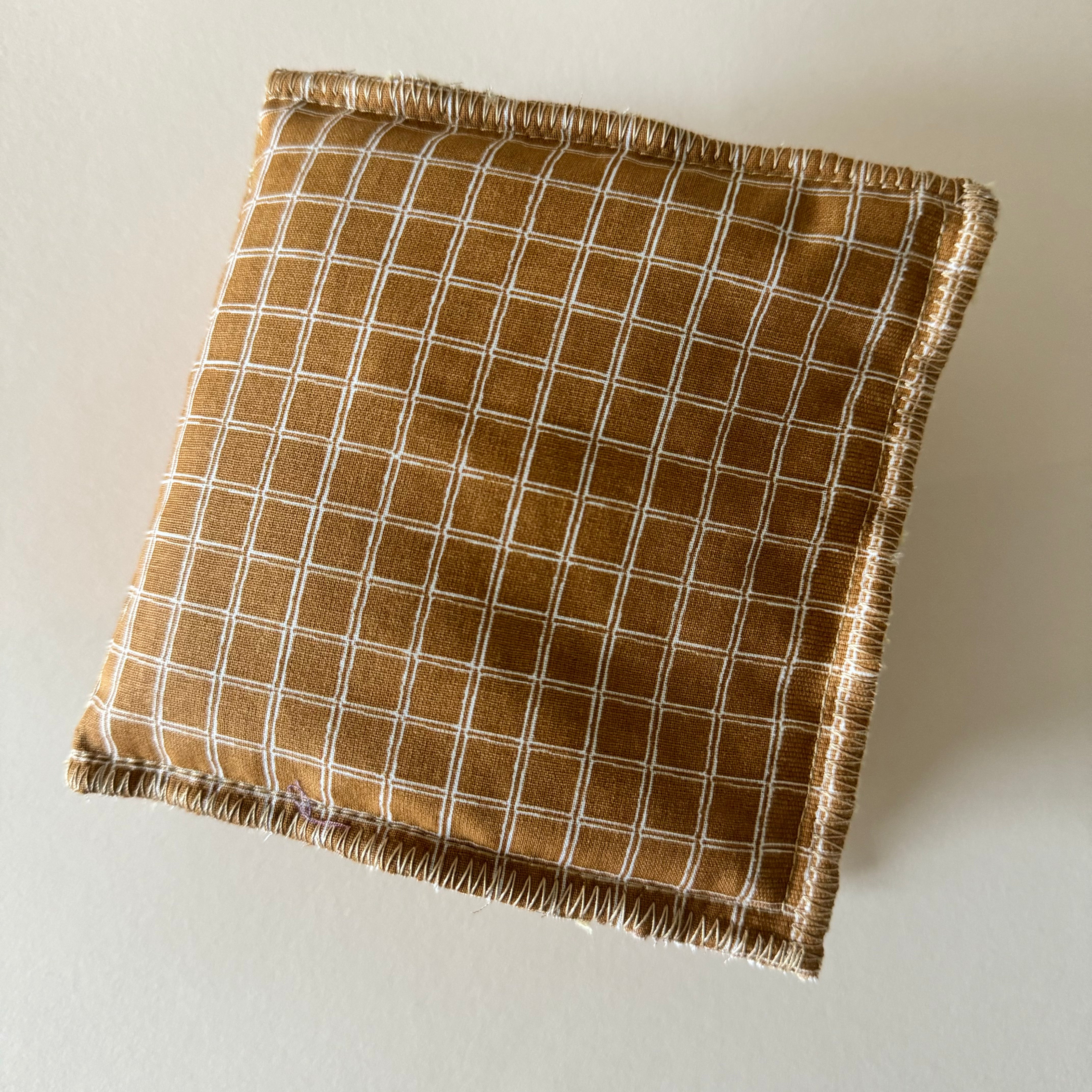 Bouillotte tour de cou rectangle camel/ivoire