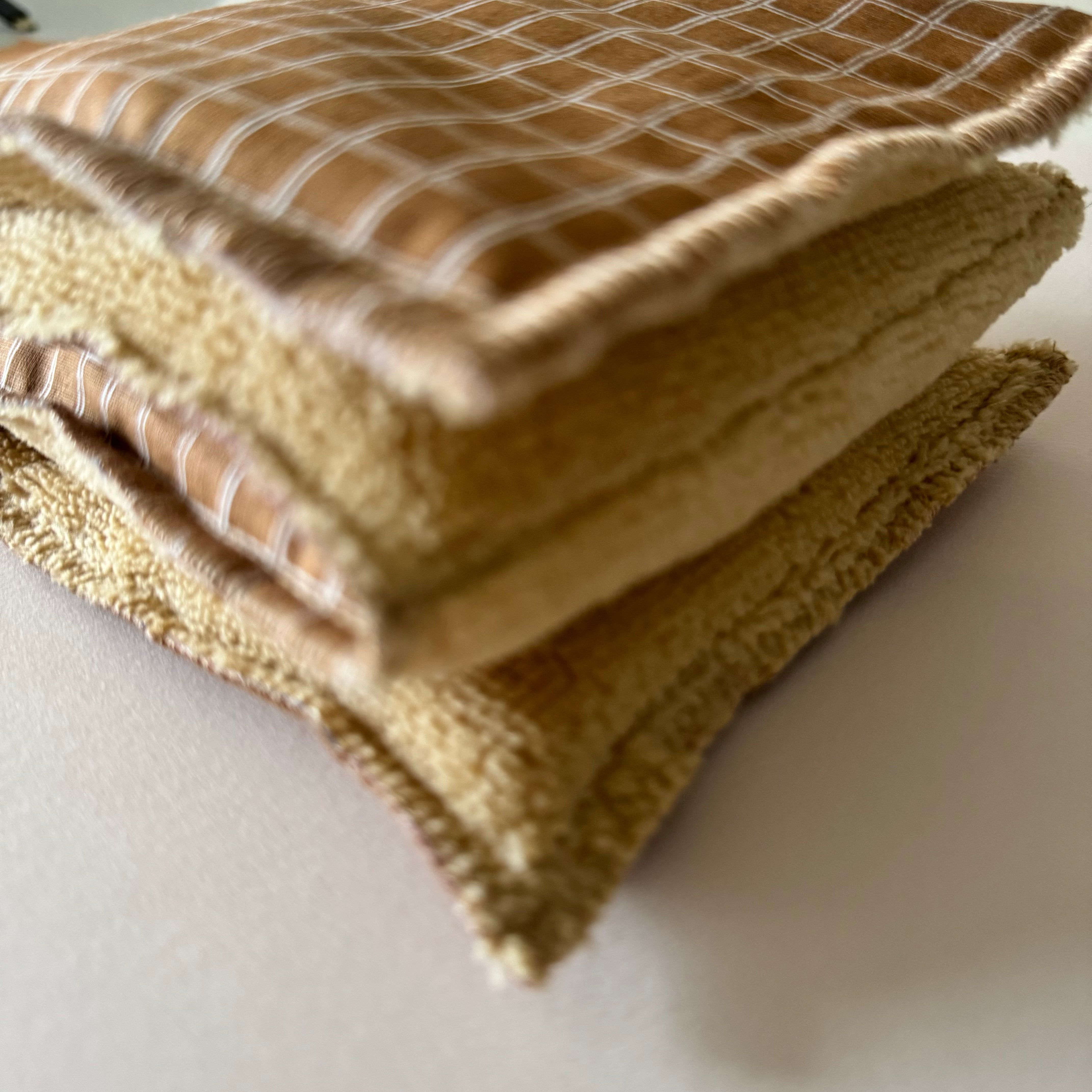 Bouillotte tour de cou rectangle camel/ivoire