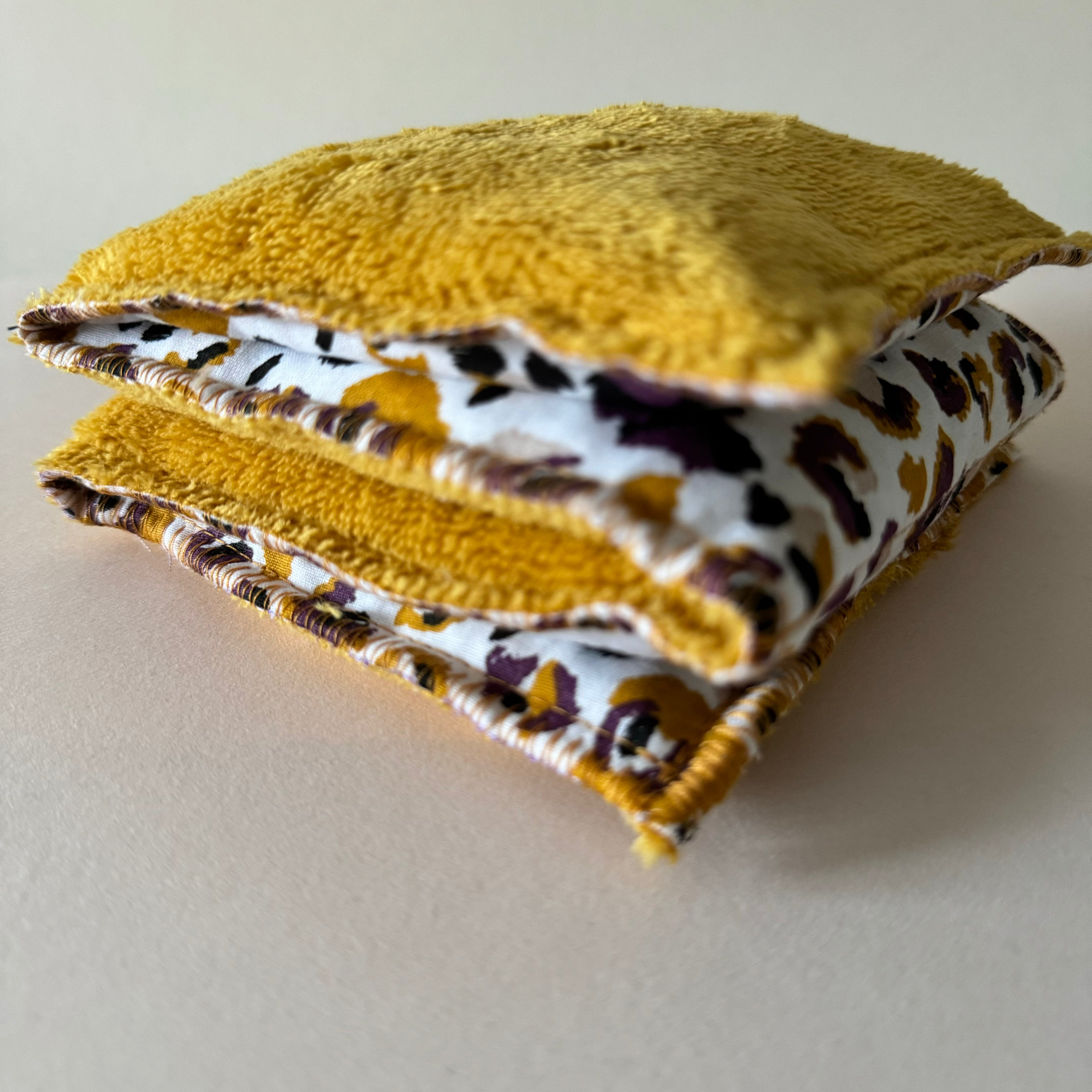 Bouillotte tour de cou  rectangle graou moutarde/violet