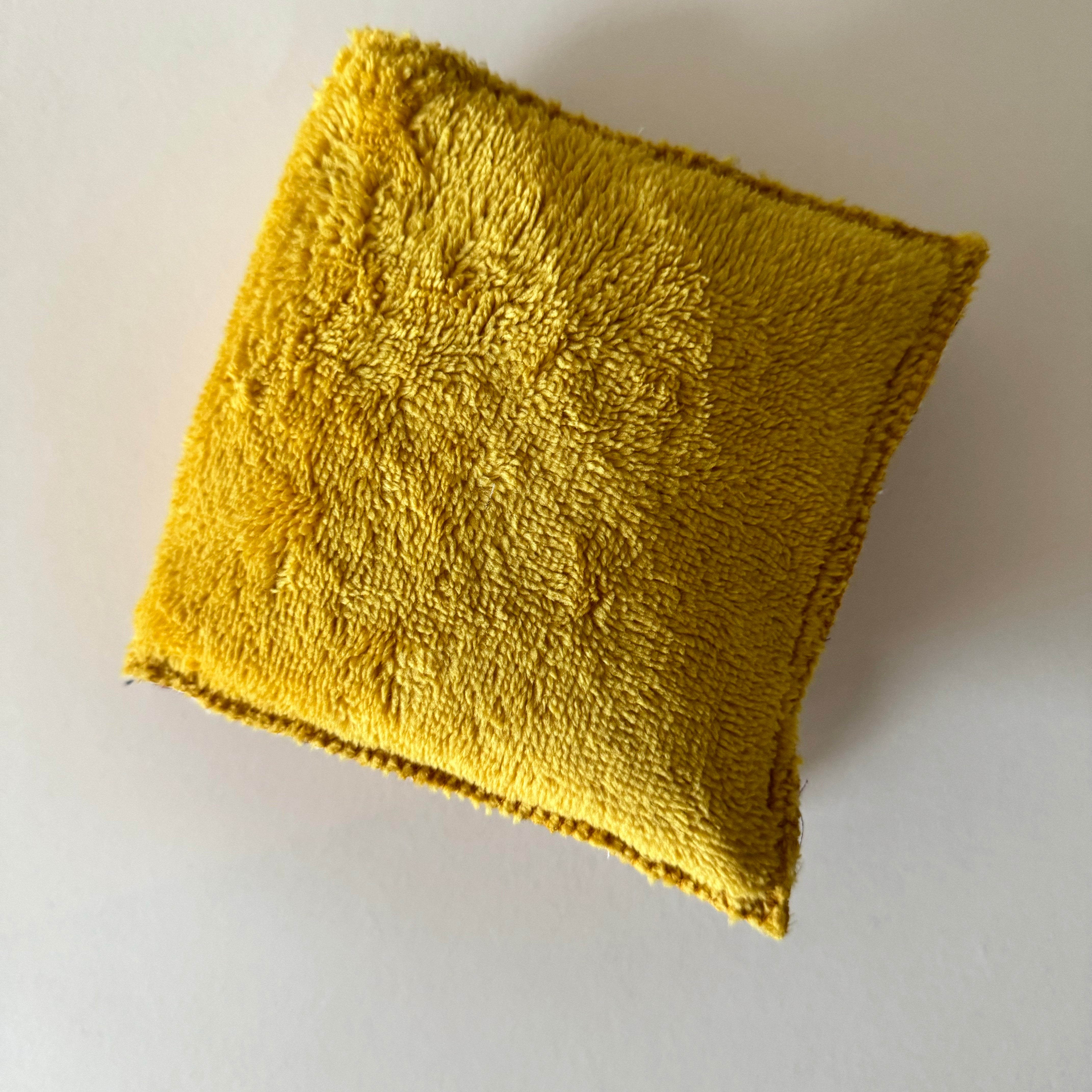 Bouillotte tour de cou  rectangle graou moutarde/violet