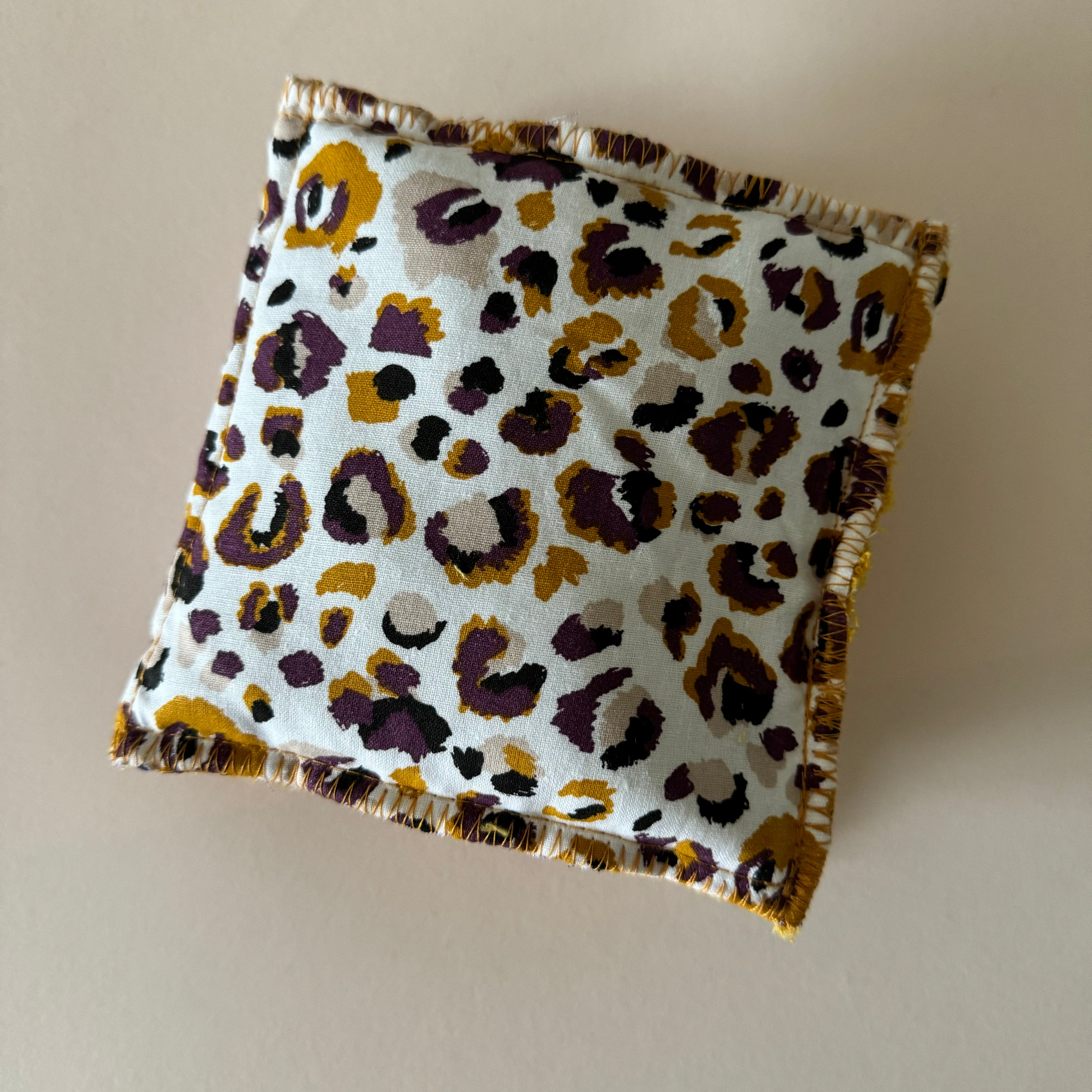 Bouillotte tour de cou  rectangle graou moutarde/violet