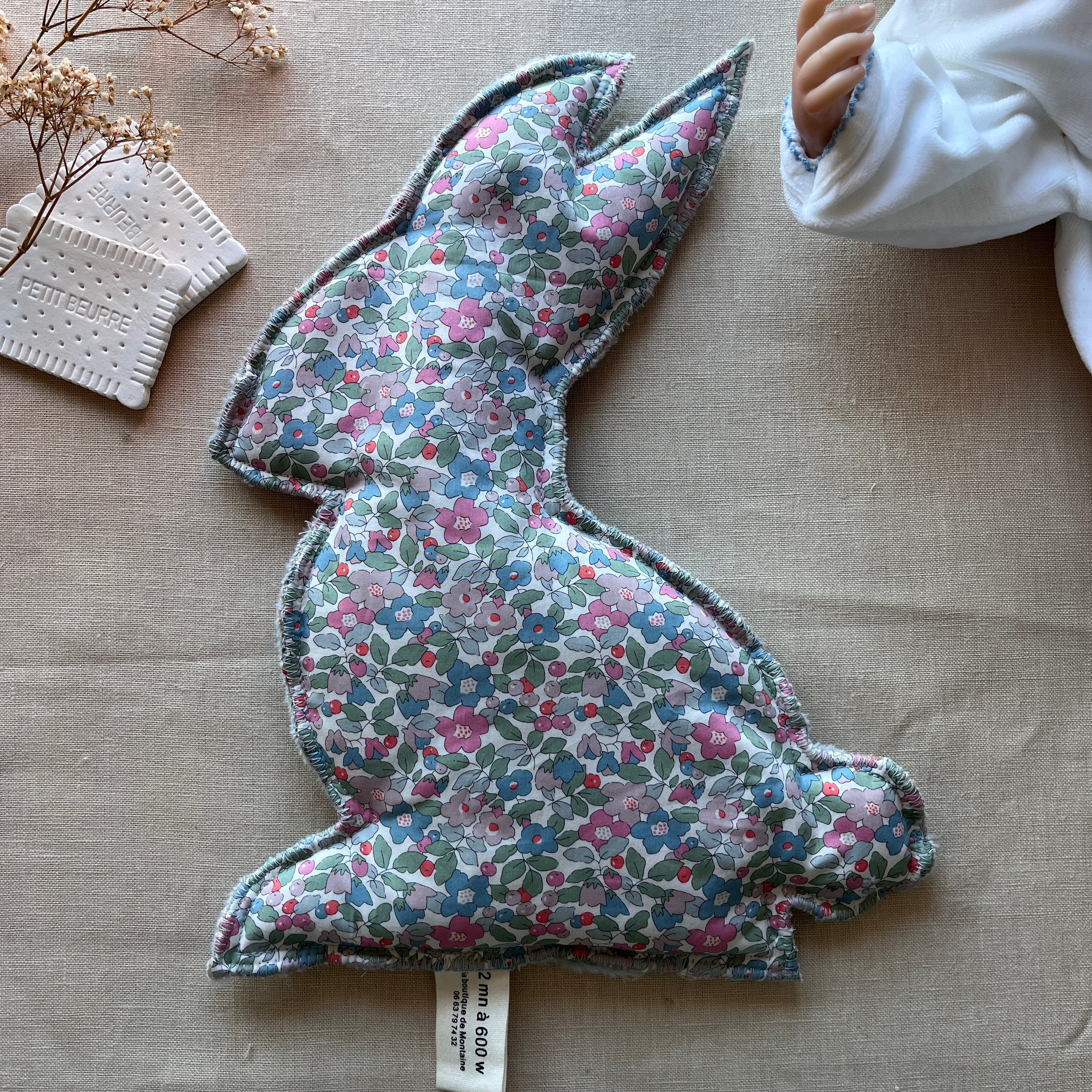 Bouillotte Lapin liberty vert/rose