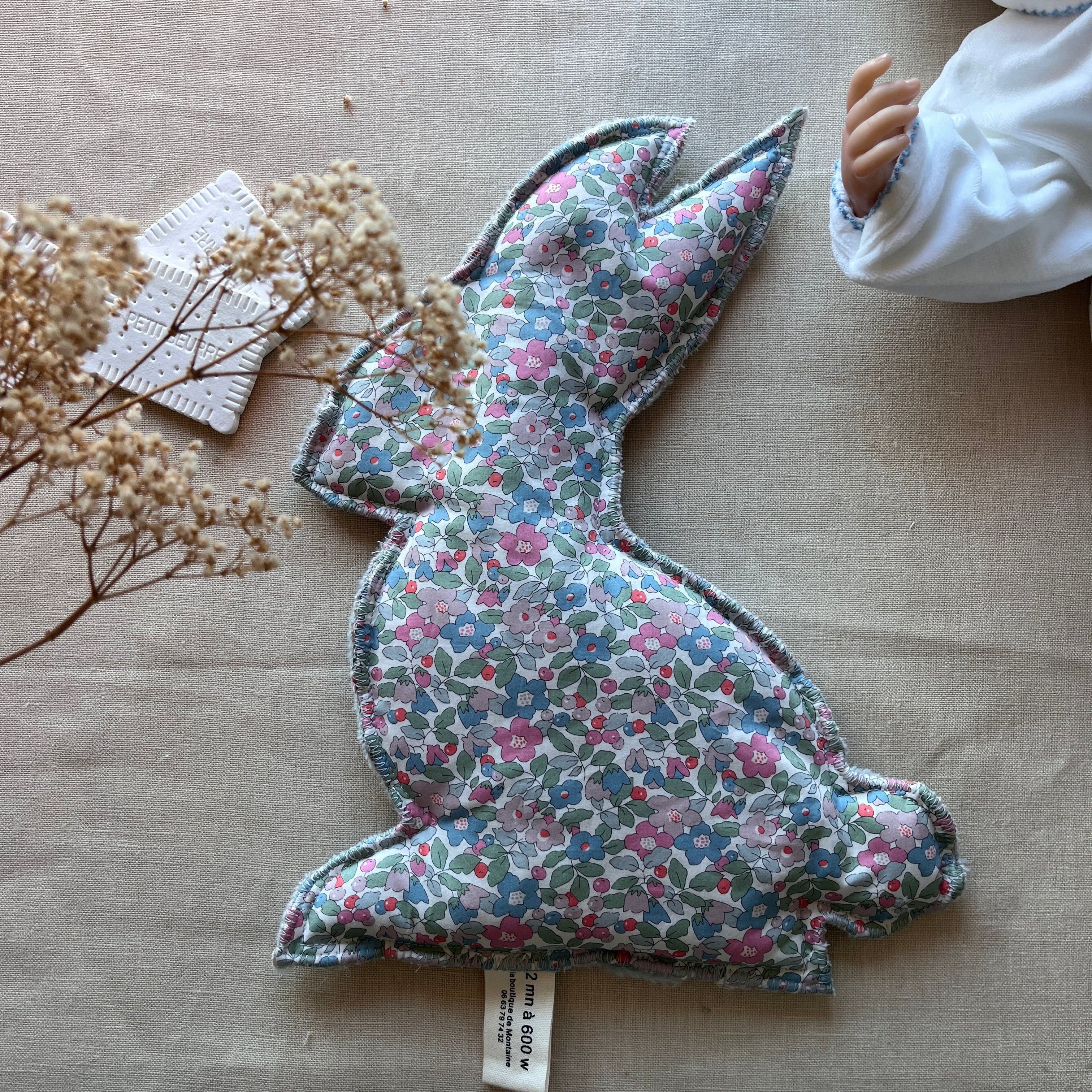 Bouillotte Lapin liberty vert/rose