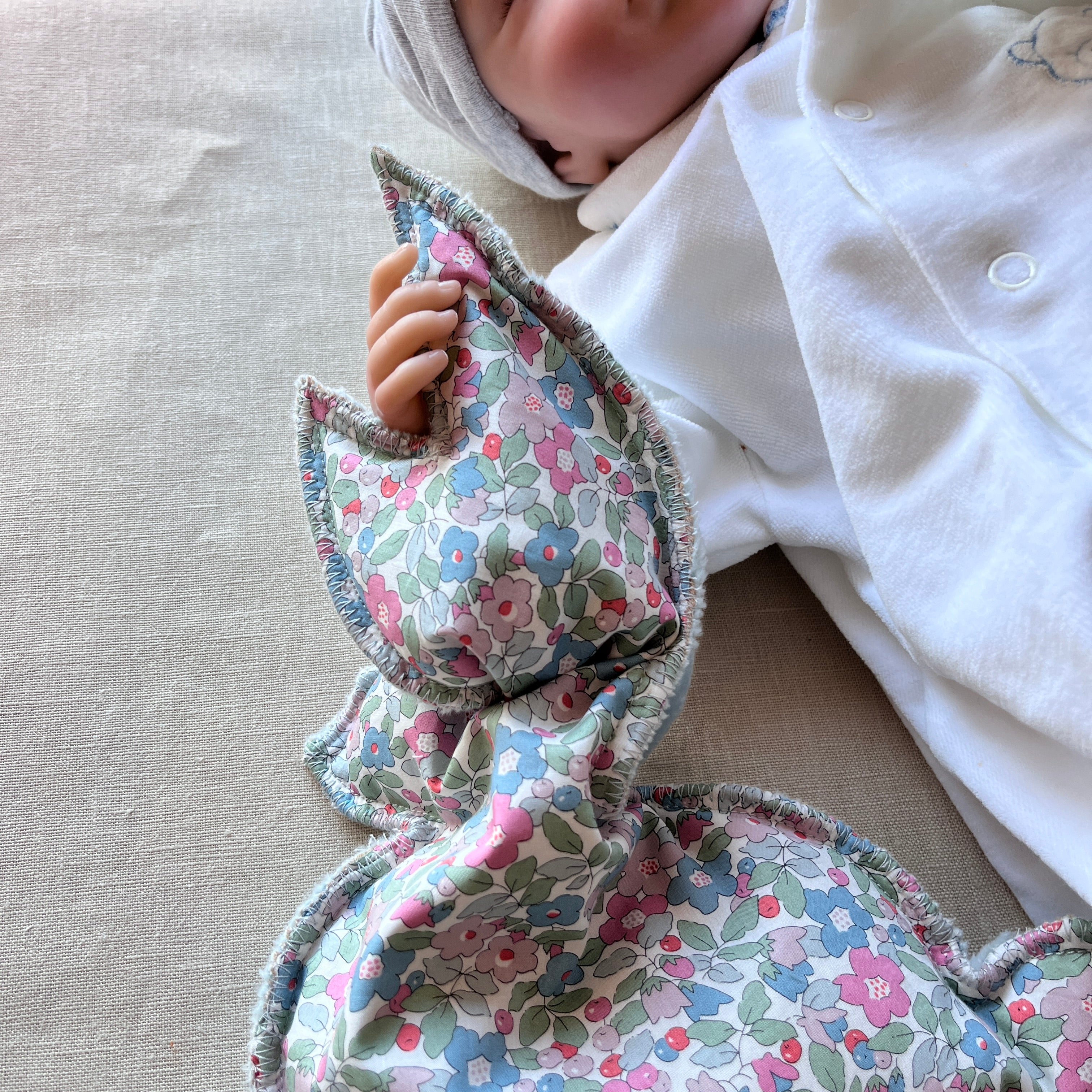 Bouillotte Lapin liberty vert/rose