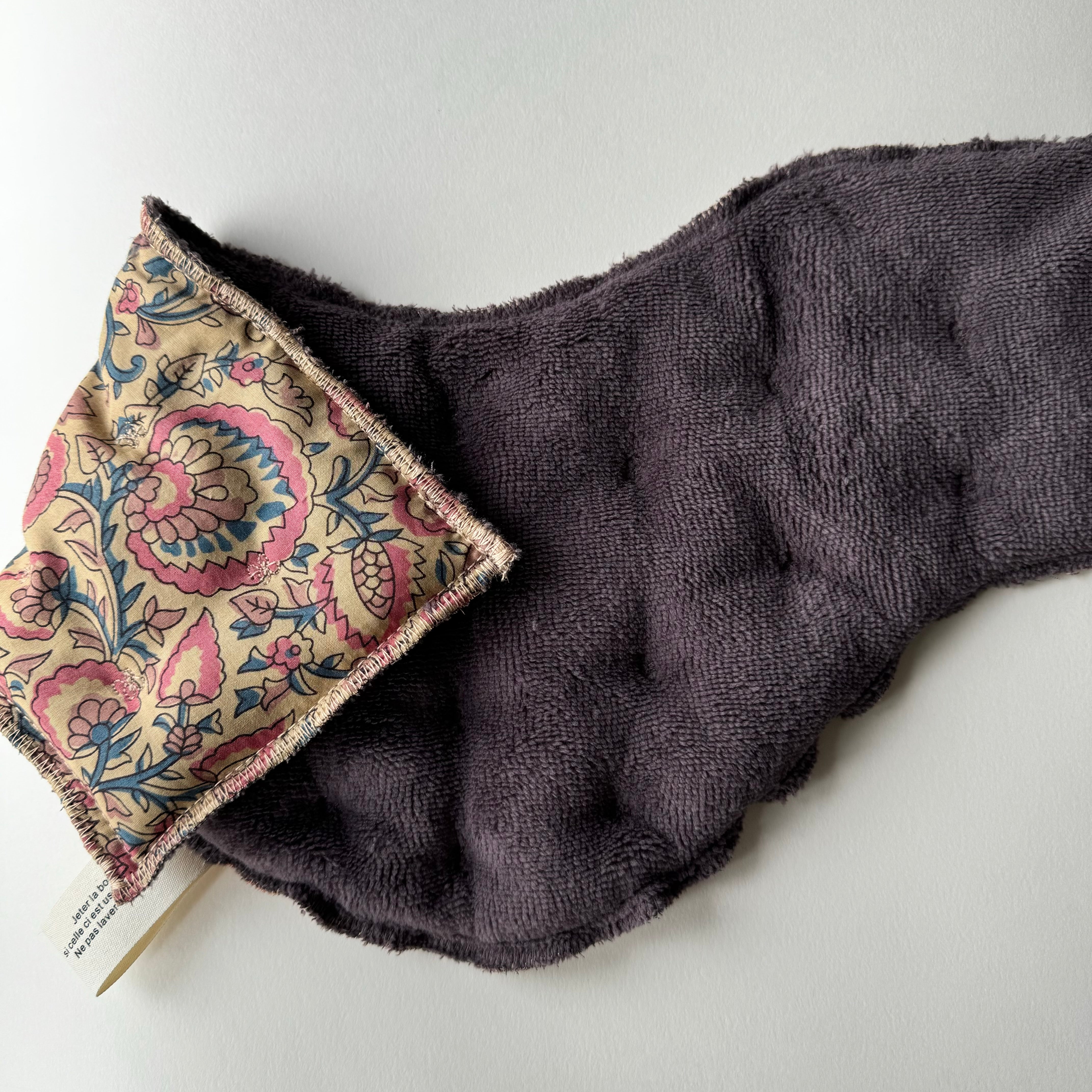 Bouillotte tour de cou ergonomique beige/violine