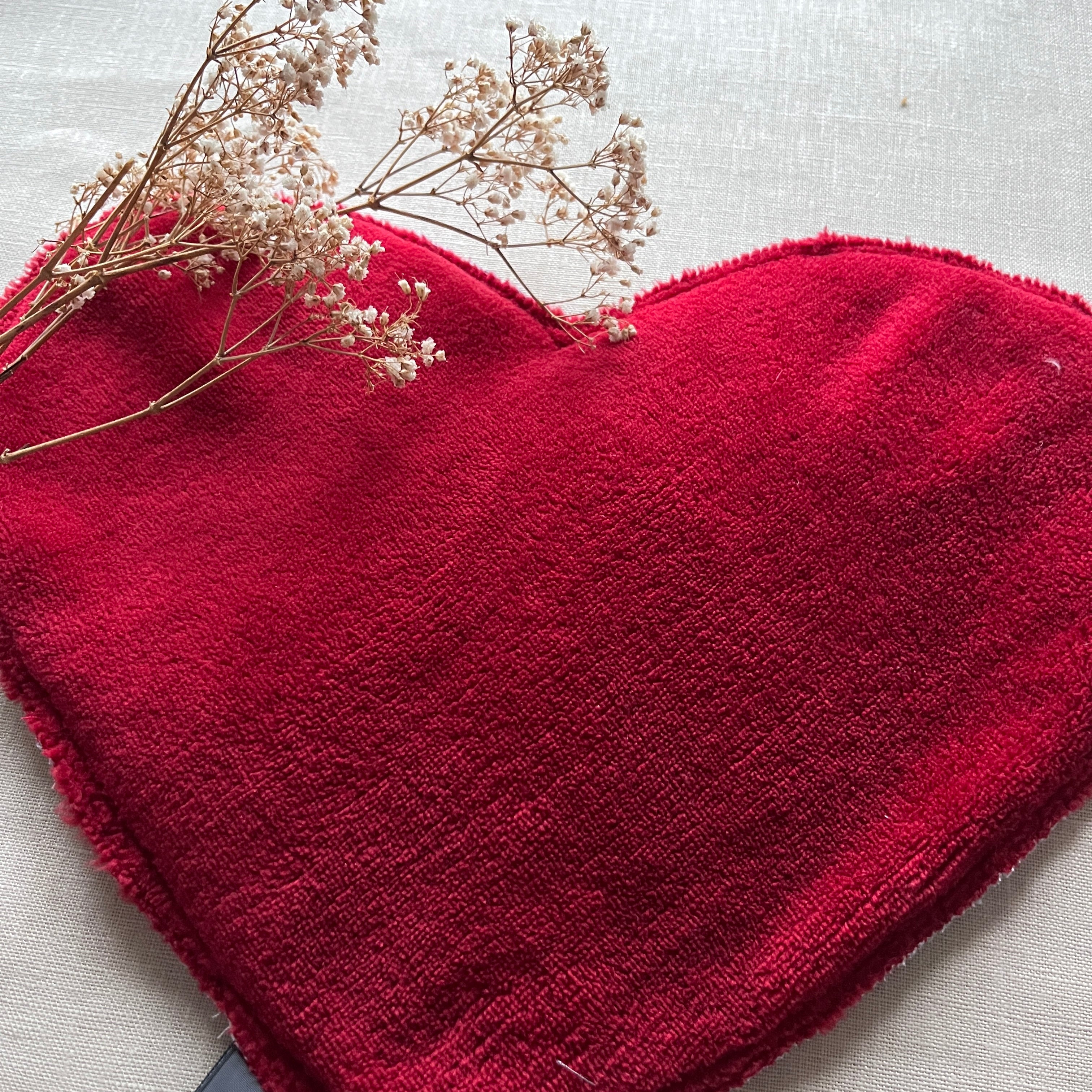 Bouillotte Coeur "pois " gris/rouge