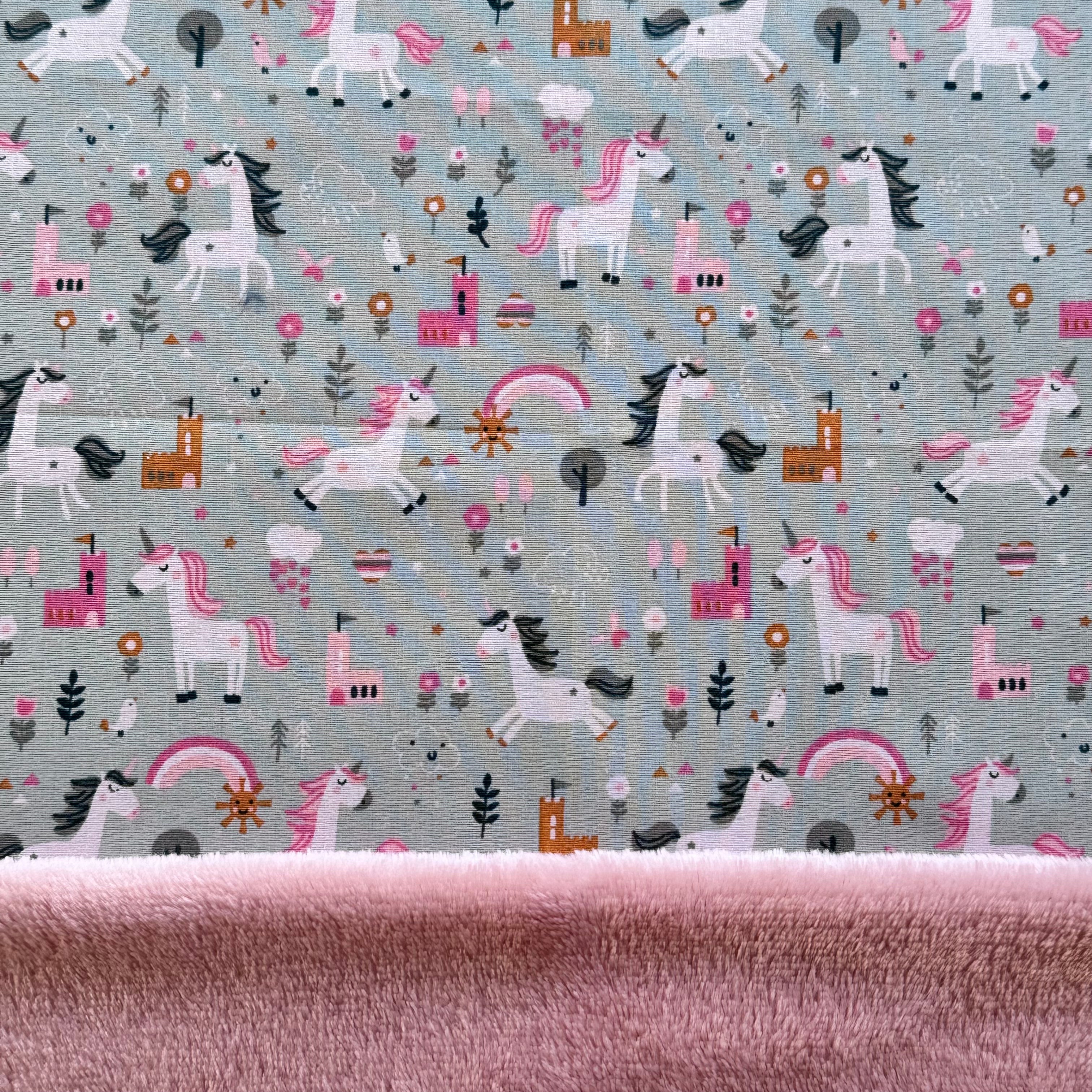 Kit Bouillotte coeur licornes/rose