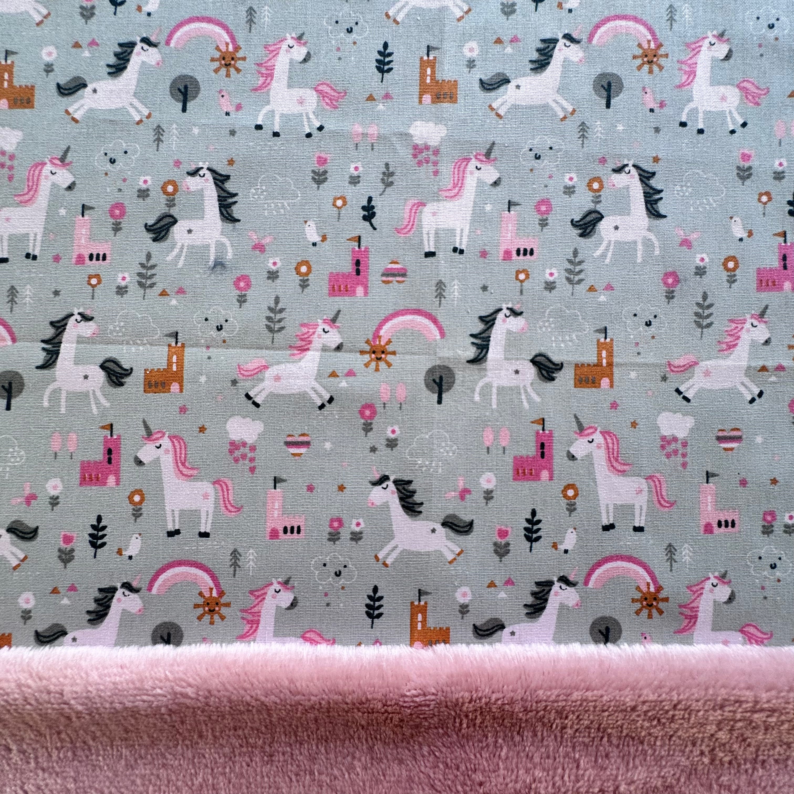 Kit Bouillotte coeur licornes/rose