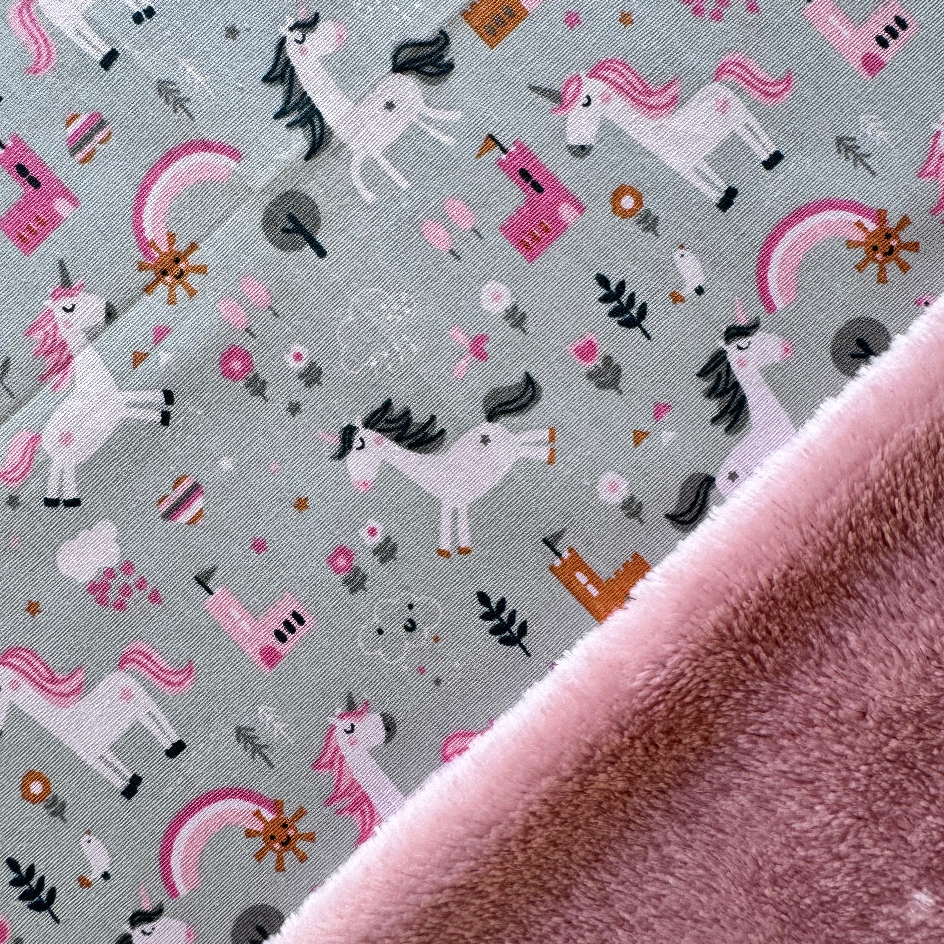 Kit Bouillotte coeur licornes/rose