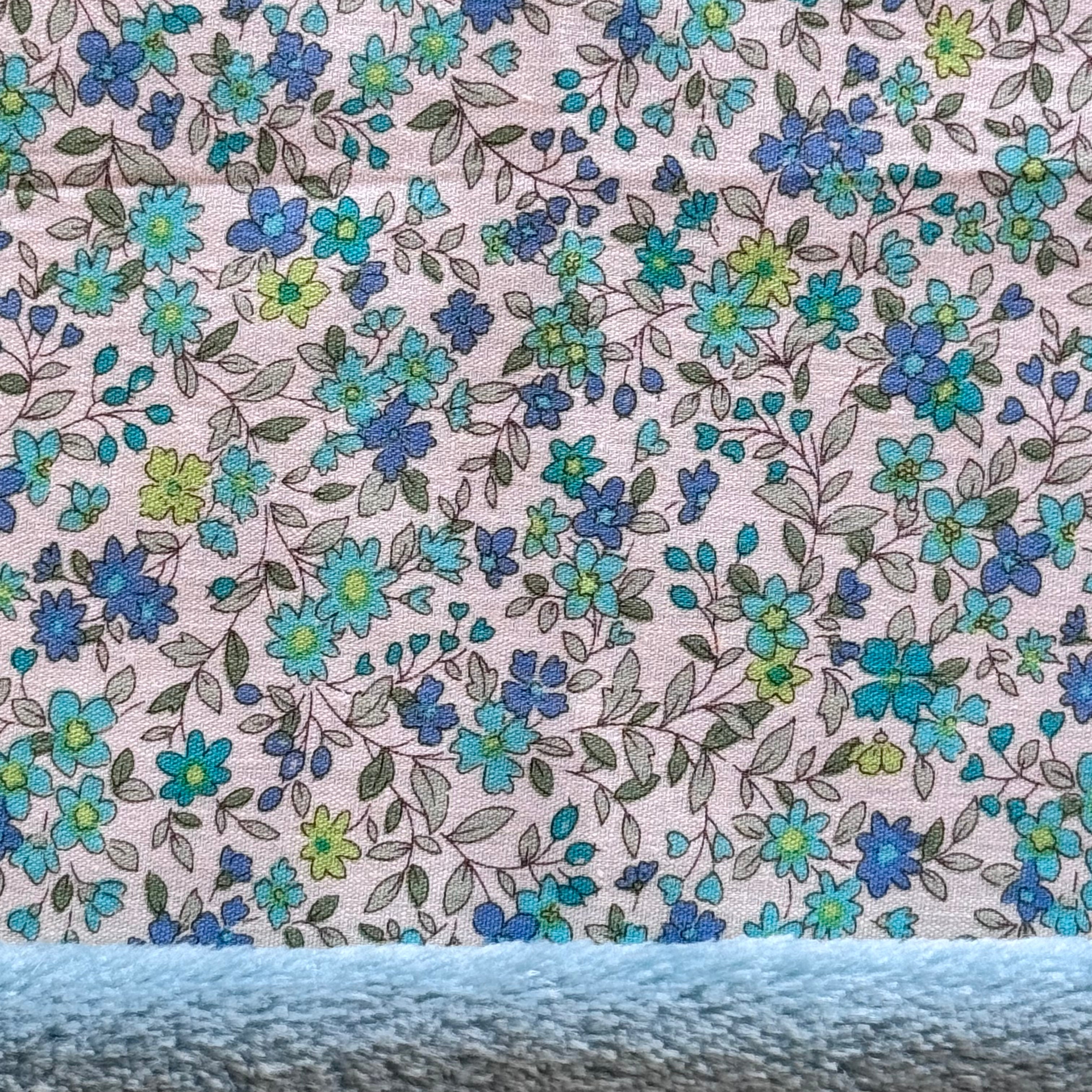 Kit Bouillotte coeur fleurettes/bleu