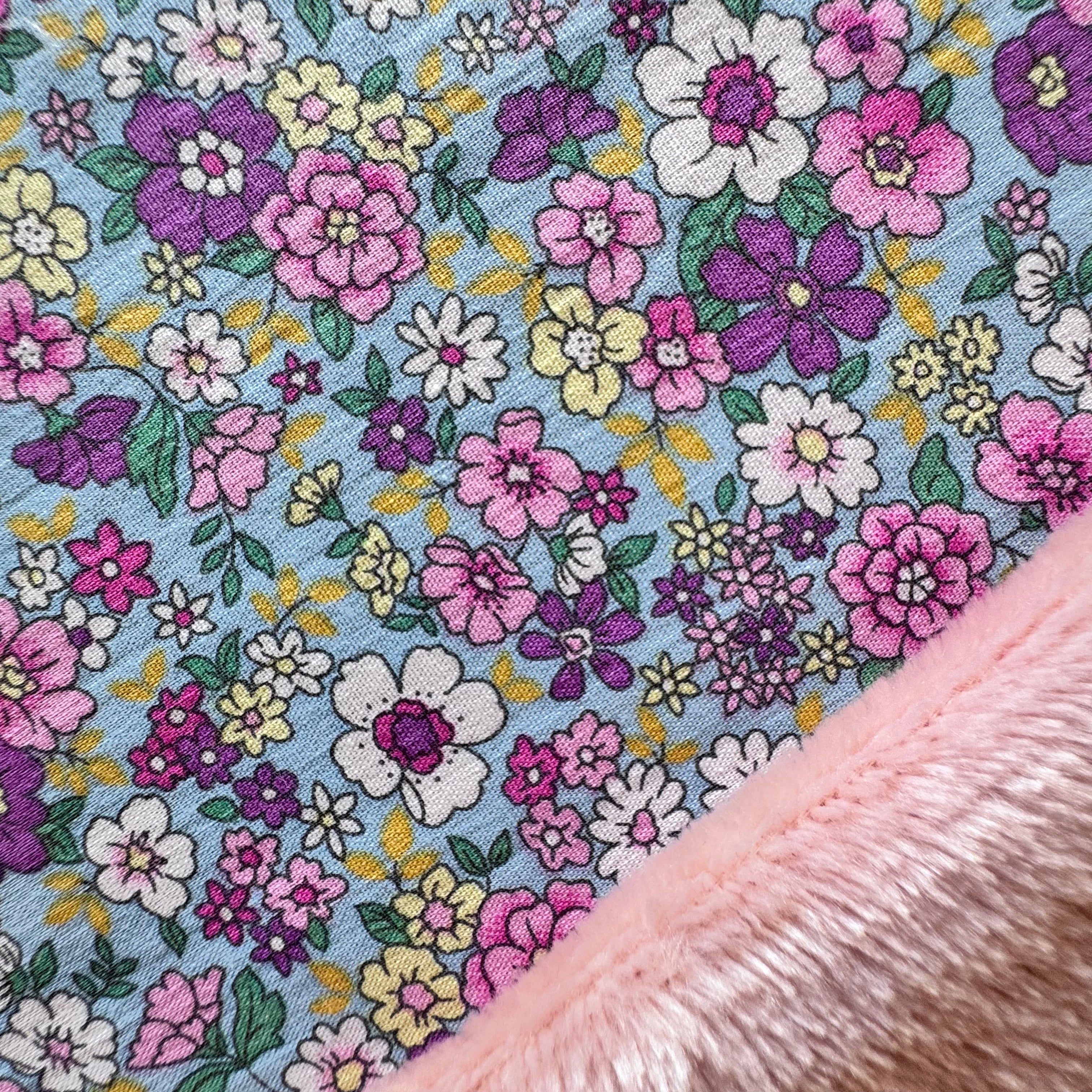 Kit Bouillotte coeur fleurette violet/rose