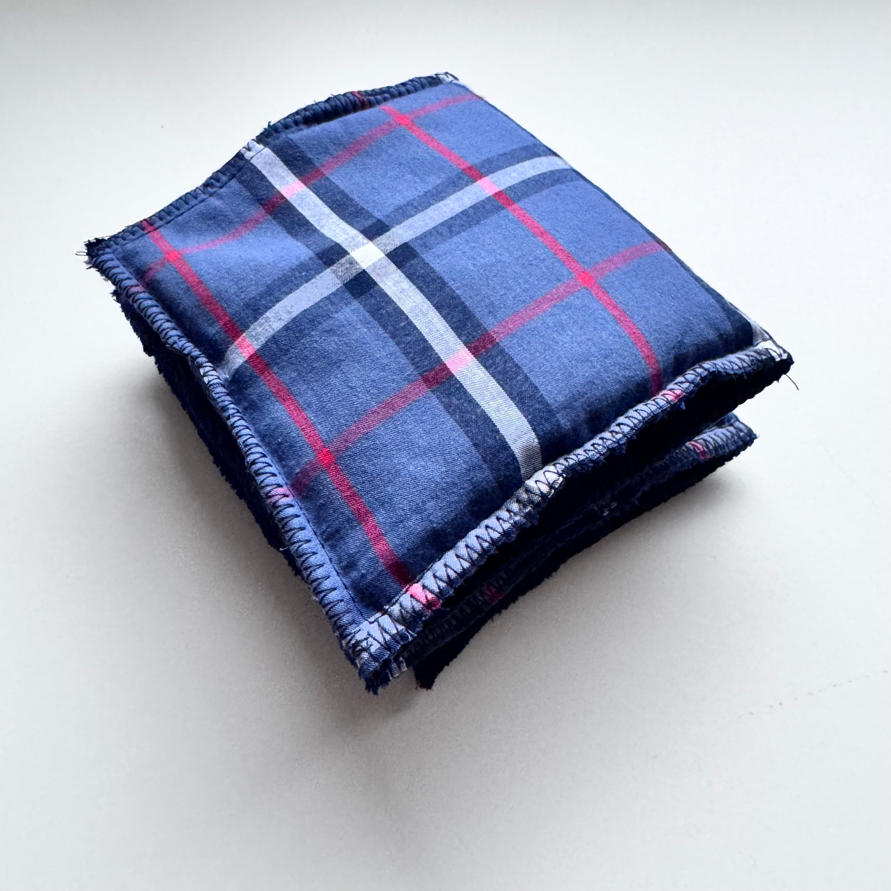 Bouillotte tour de cou rectangle écossaise  bleu/bleu