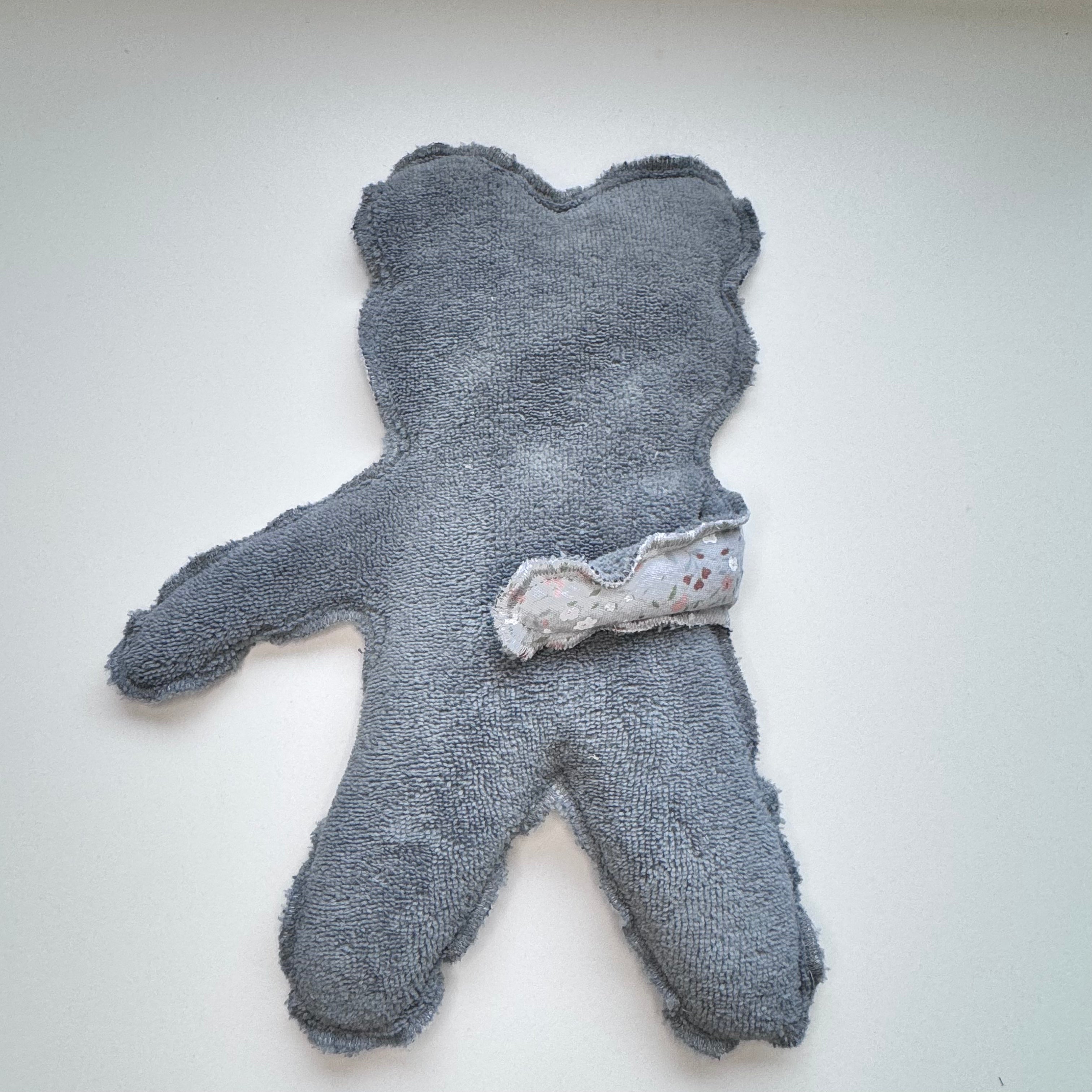 Bouillotte Ourson double gaze fleur gris/gris