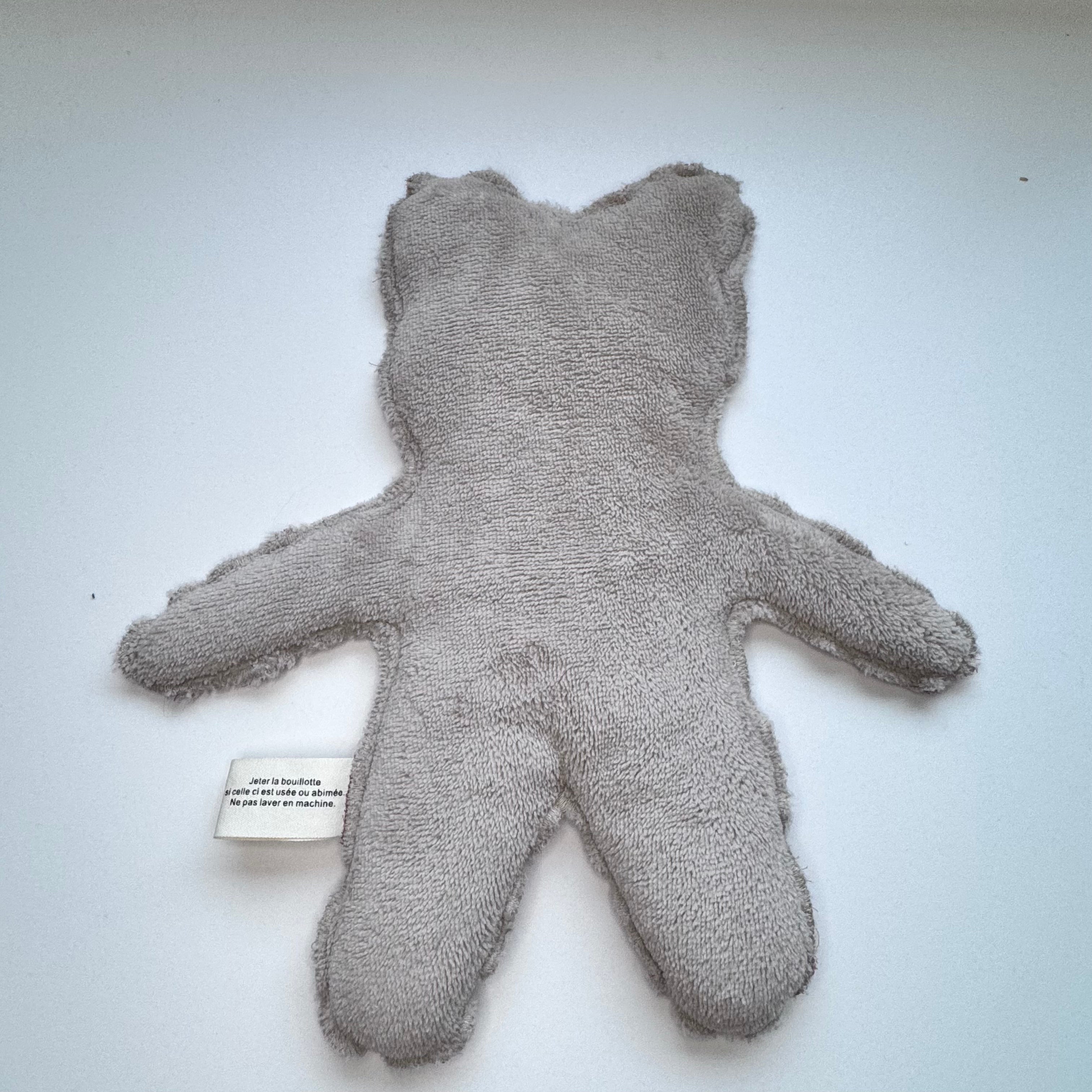 Bouillotte Ourson fleur bleu/rose/gris