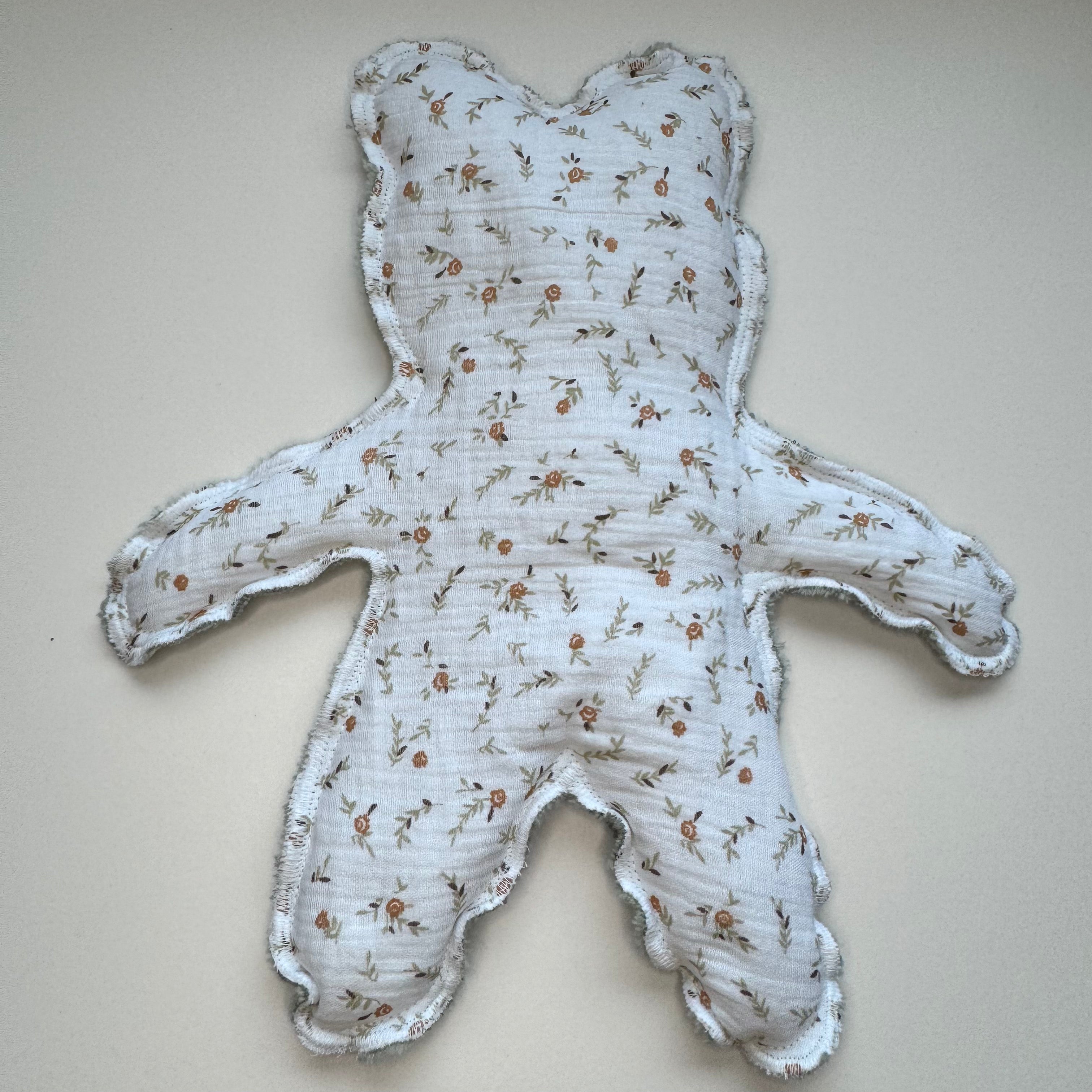 Bouillotte Ourson double gaze blanc/vert vert