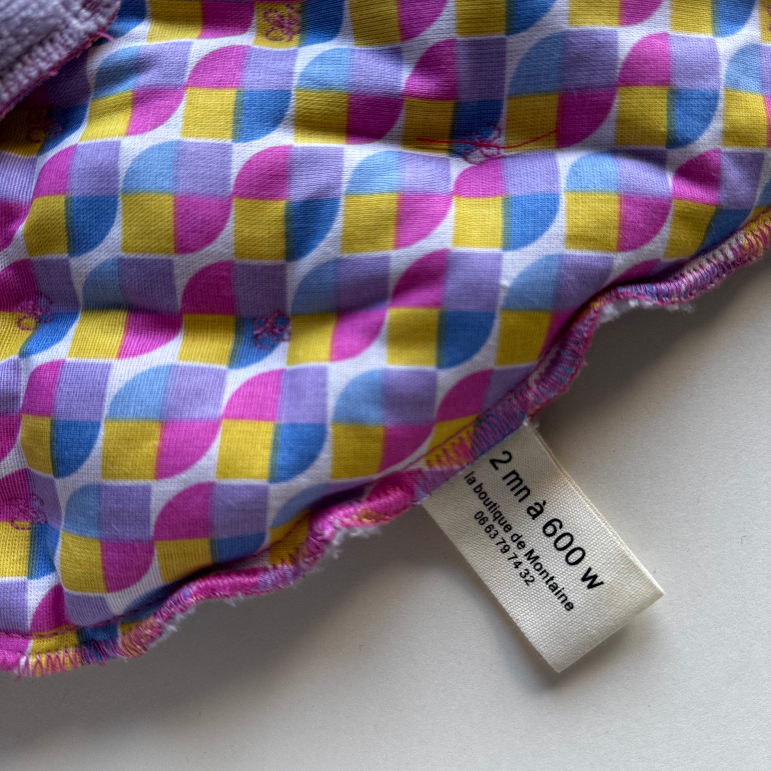 Bouillotte tour de cou ergonomique graphique parme/rose/jaune