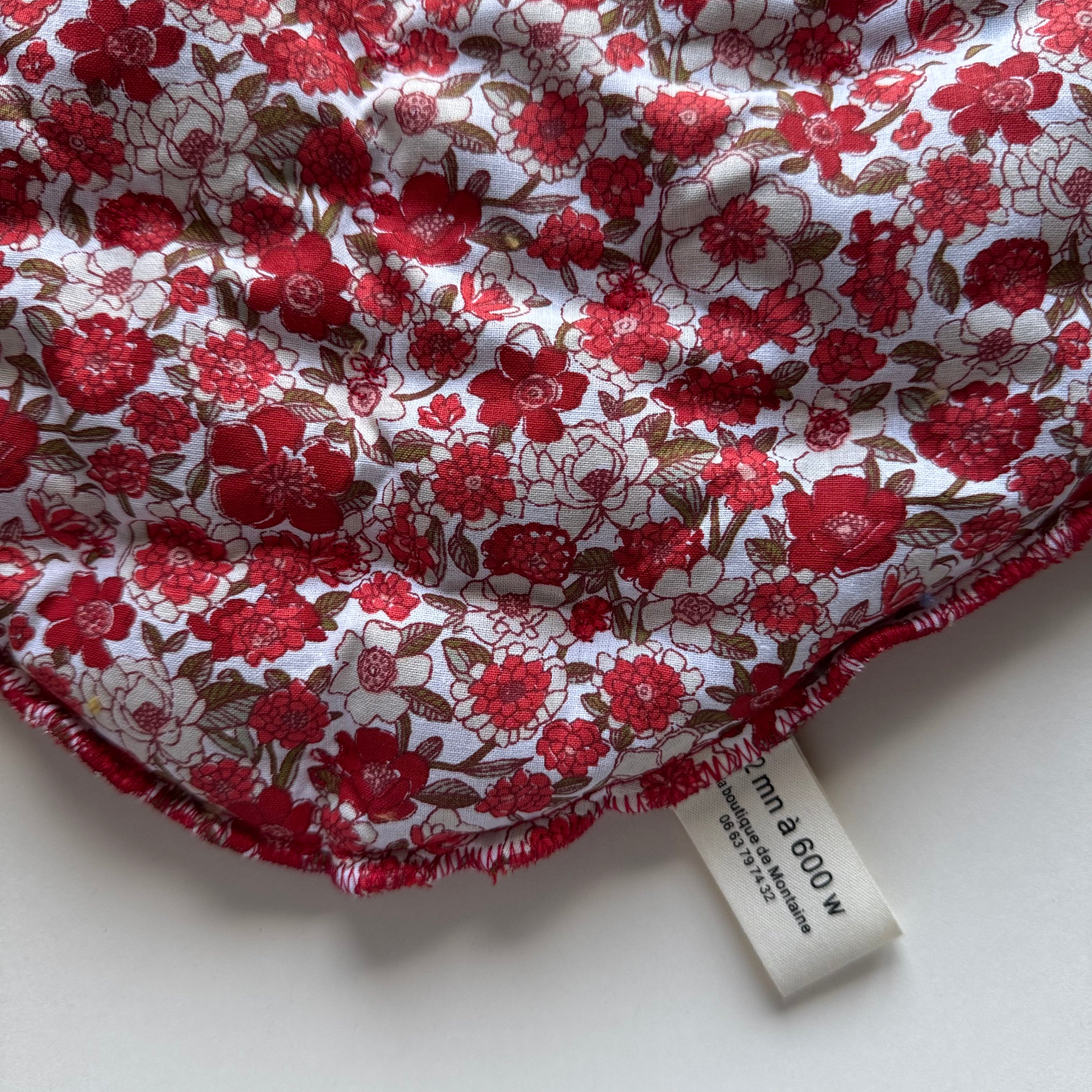 Bouillotte tour de cou fleurie rouge