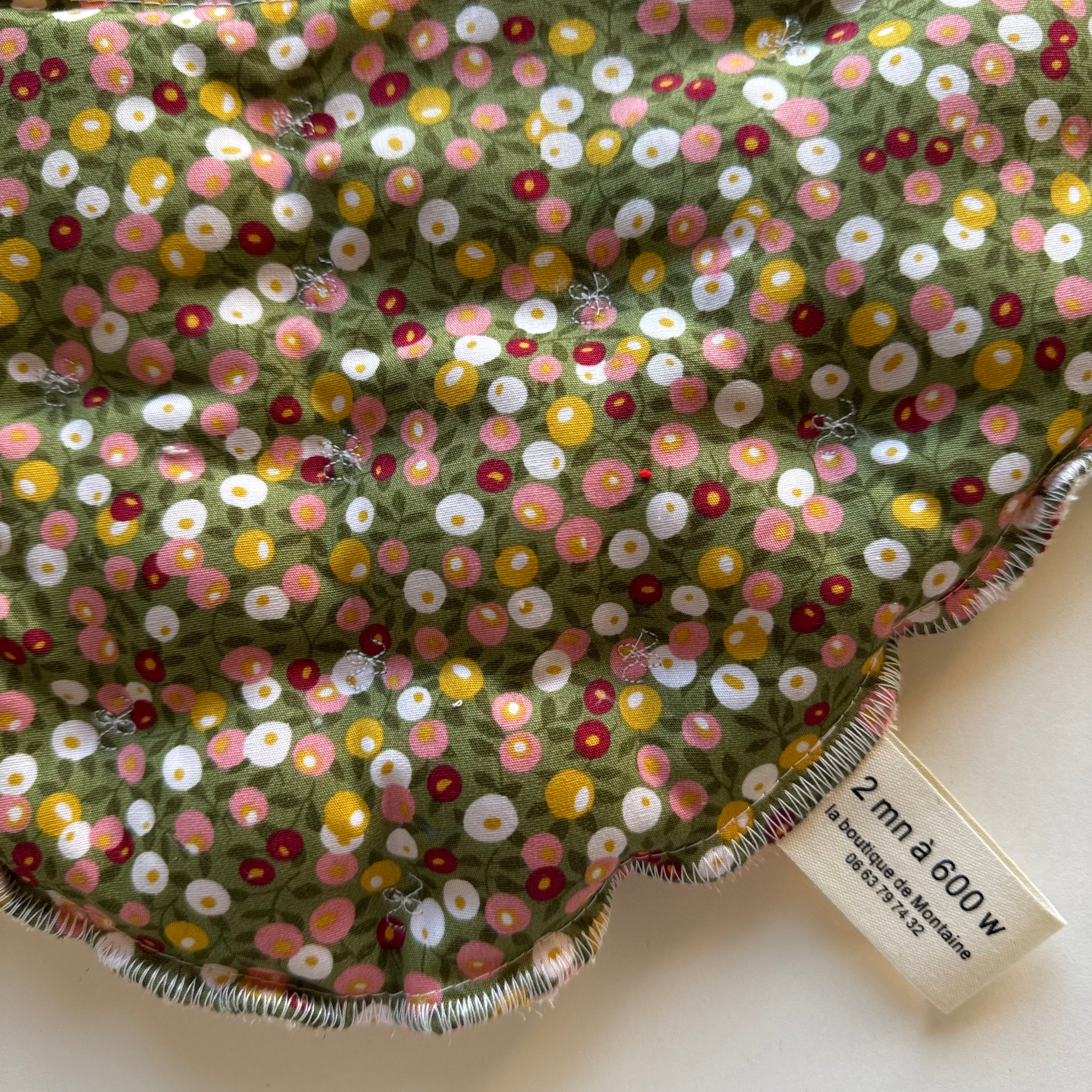 Bouillotte tour de cou  ergonomique cerise vert/ivoire