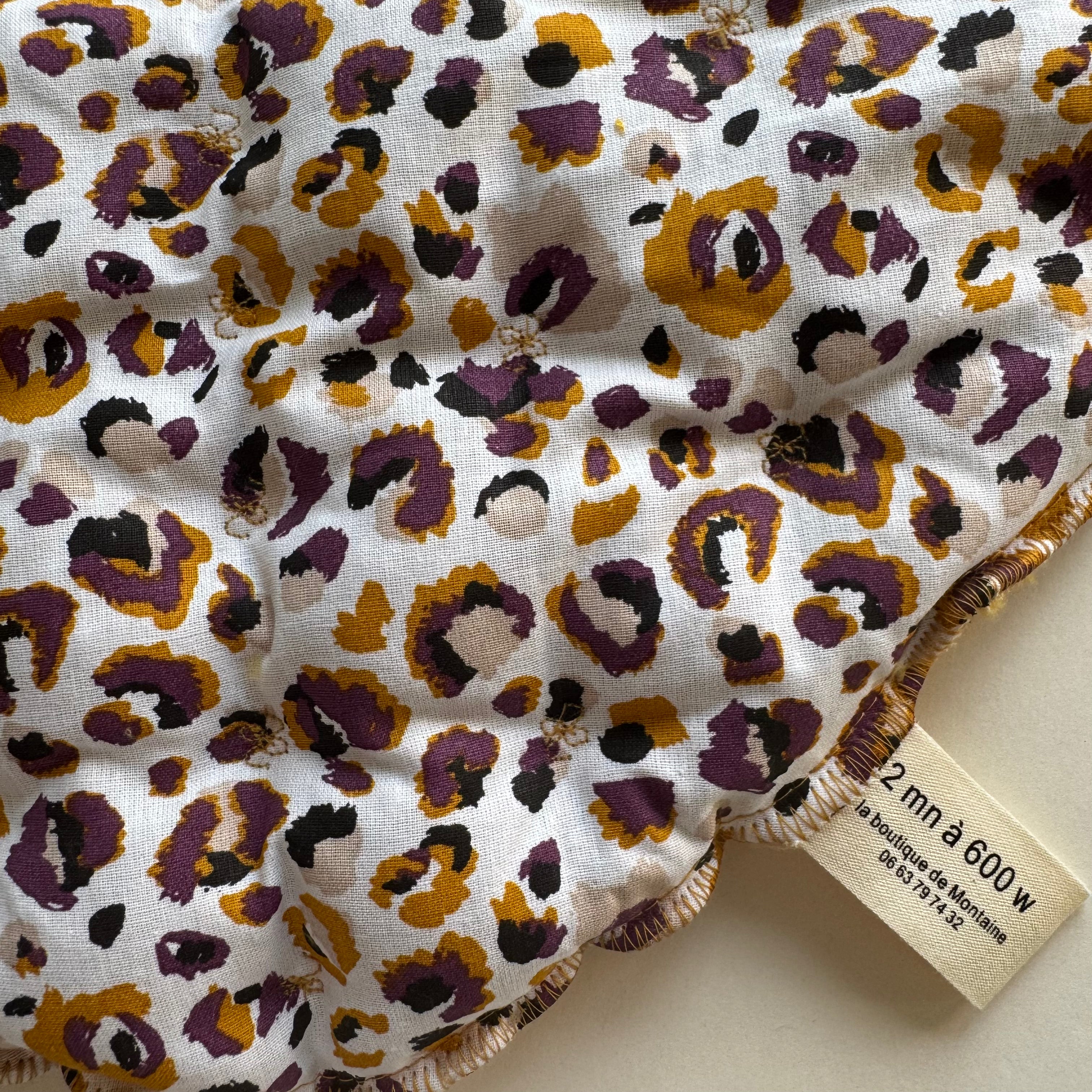 Bouillotte Tour de cou ergonomique "graou" violet/jaune