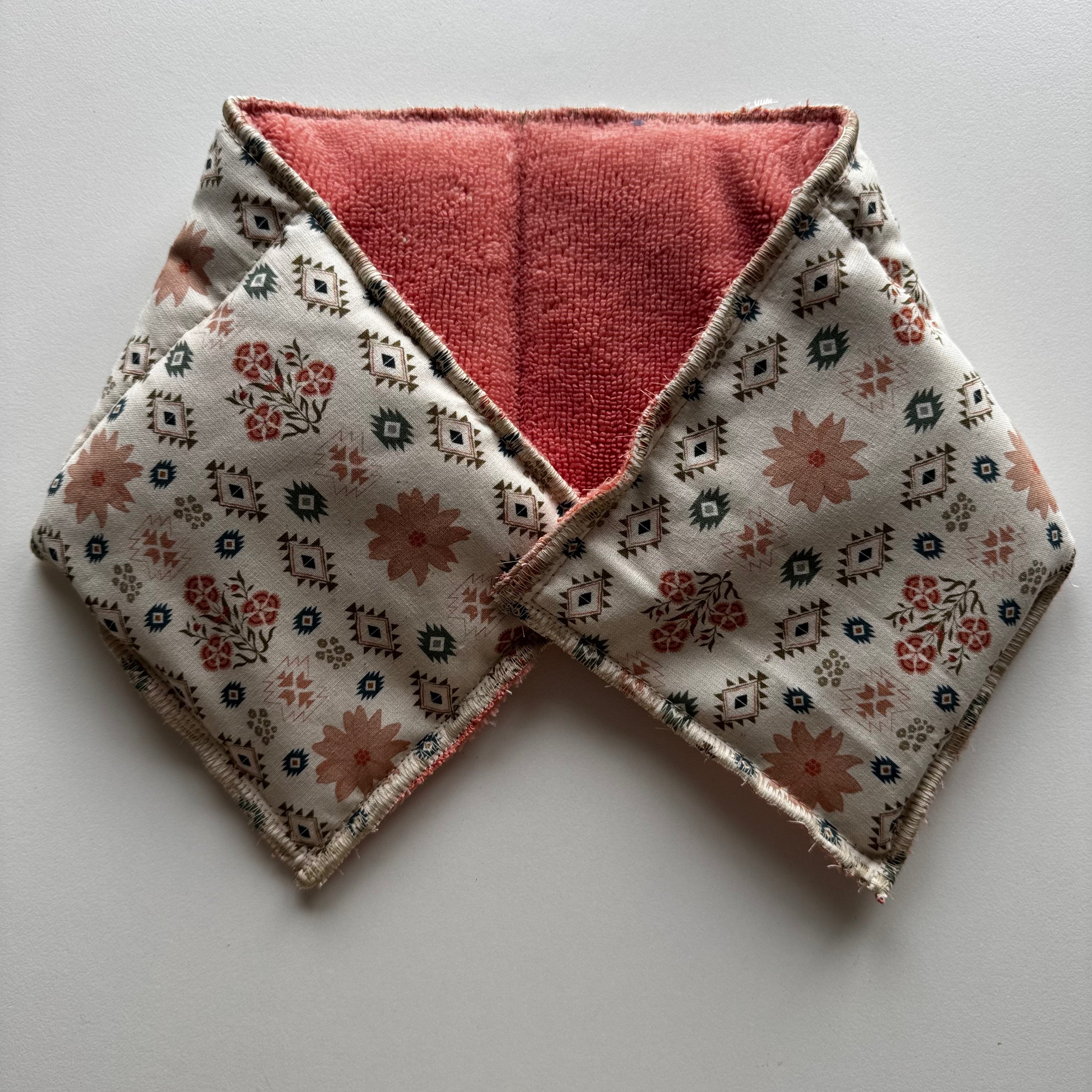 Bouillotte tour de cou rectangle beige / saumon