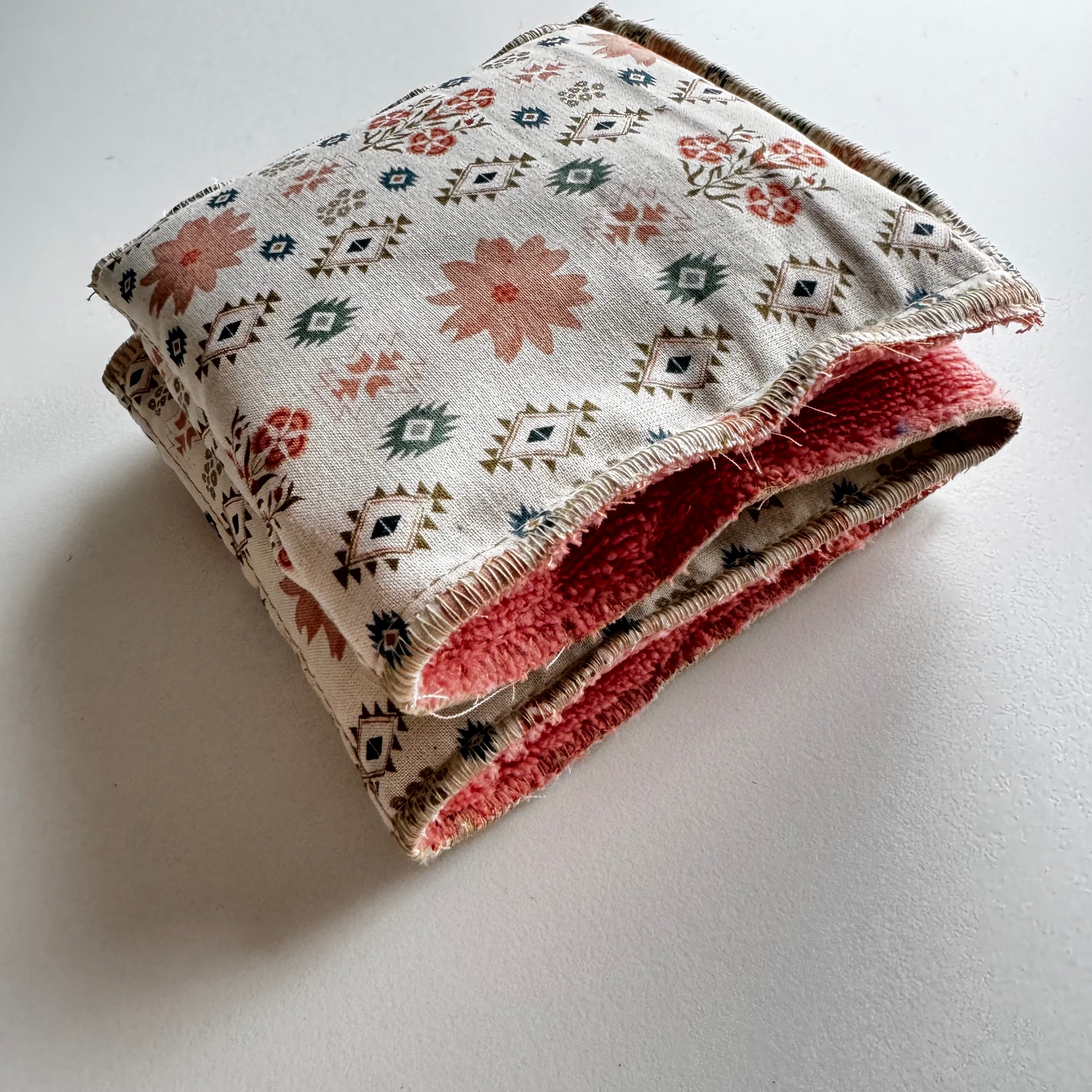 Bouillotte tour de cou rectangle beige / saumon