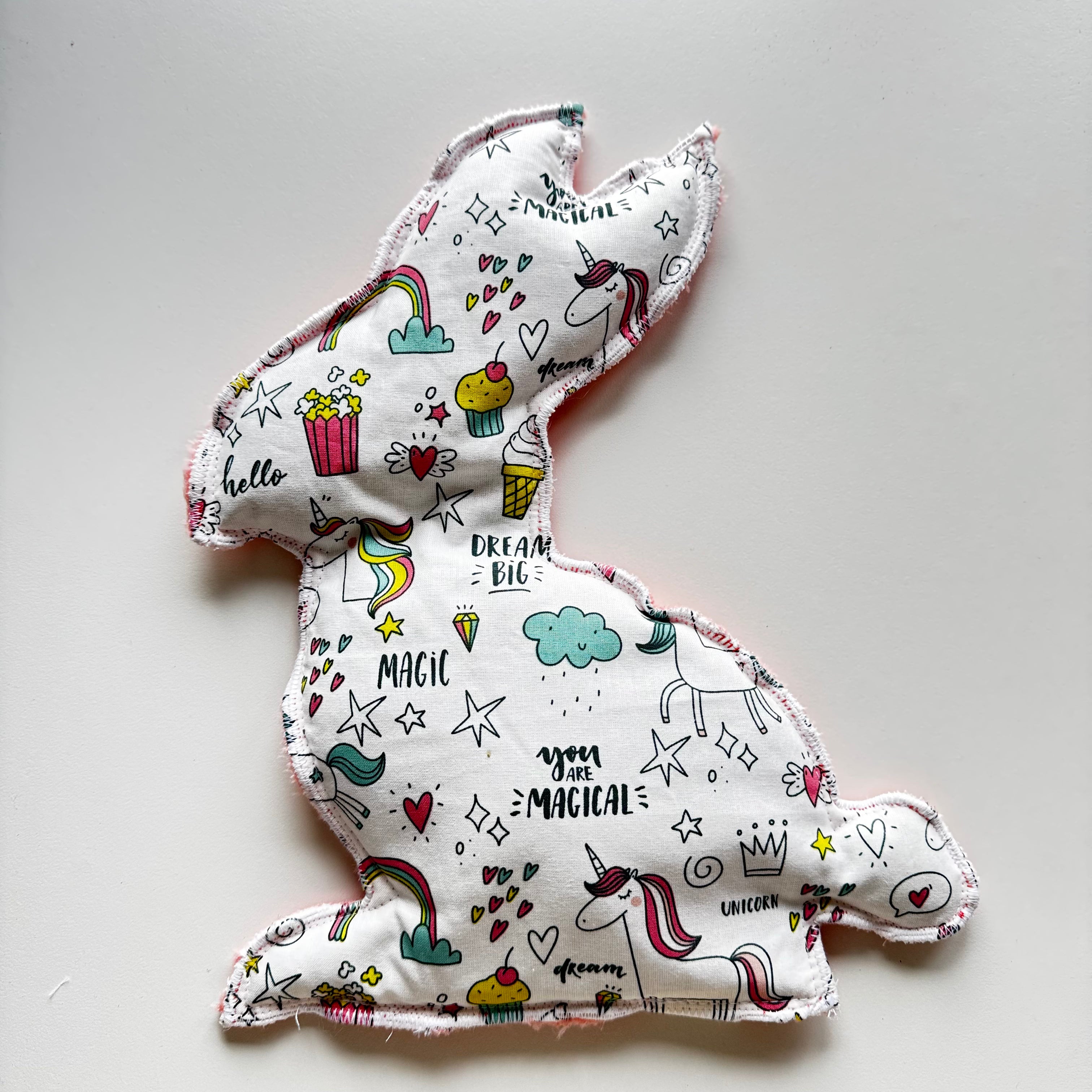 Bouillotte Lapin licorne blanc/saumon