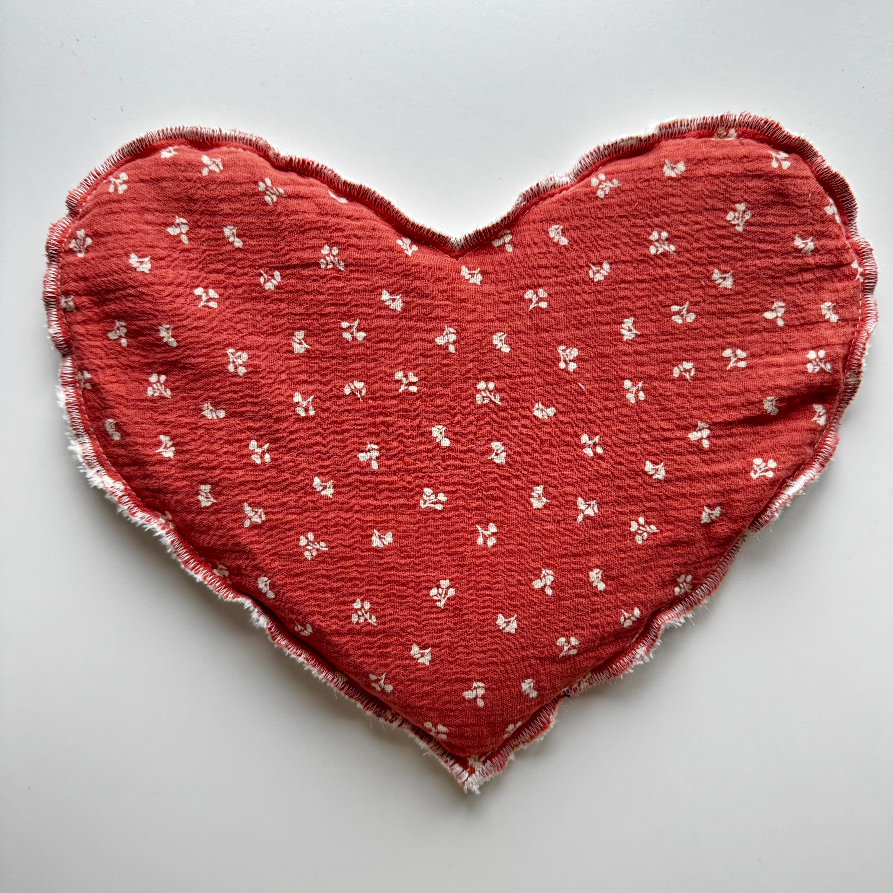 Bouillotte Coeur double gaze terracota ivoire