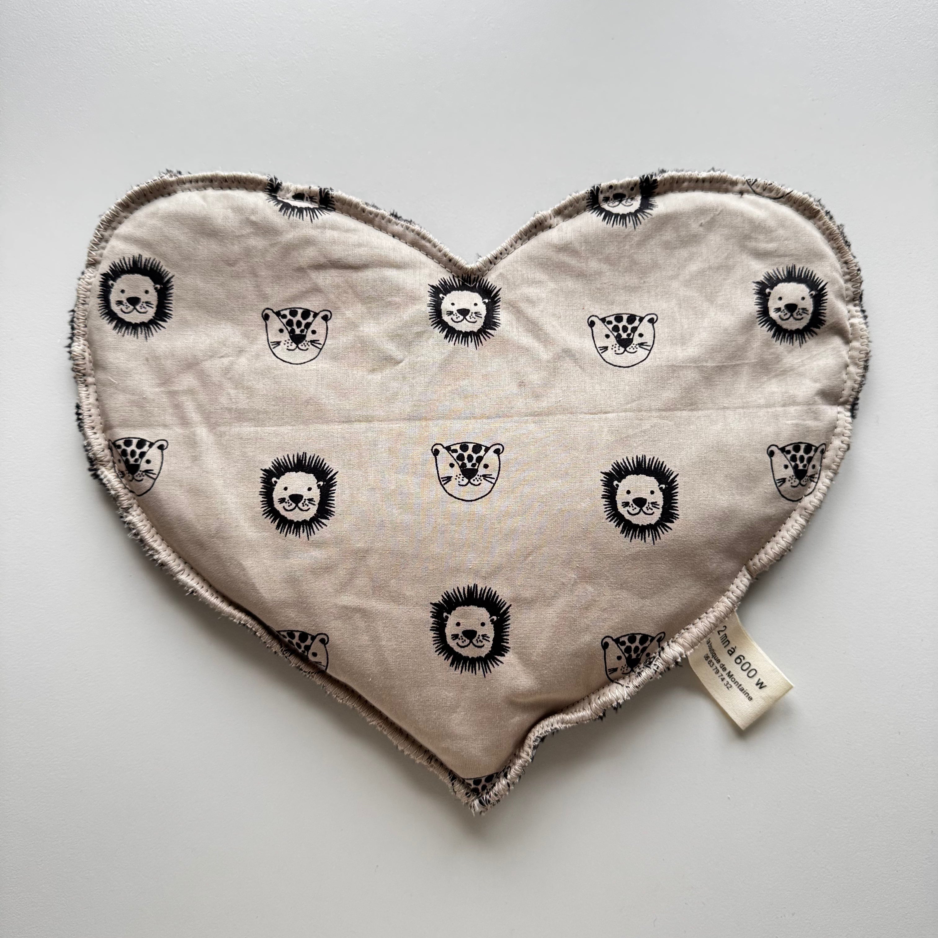 Bouillotte coeur lion beige/noir