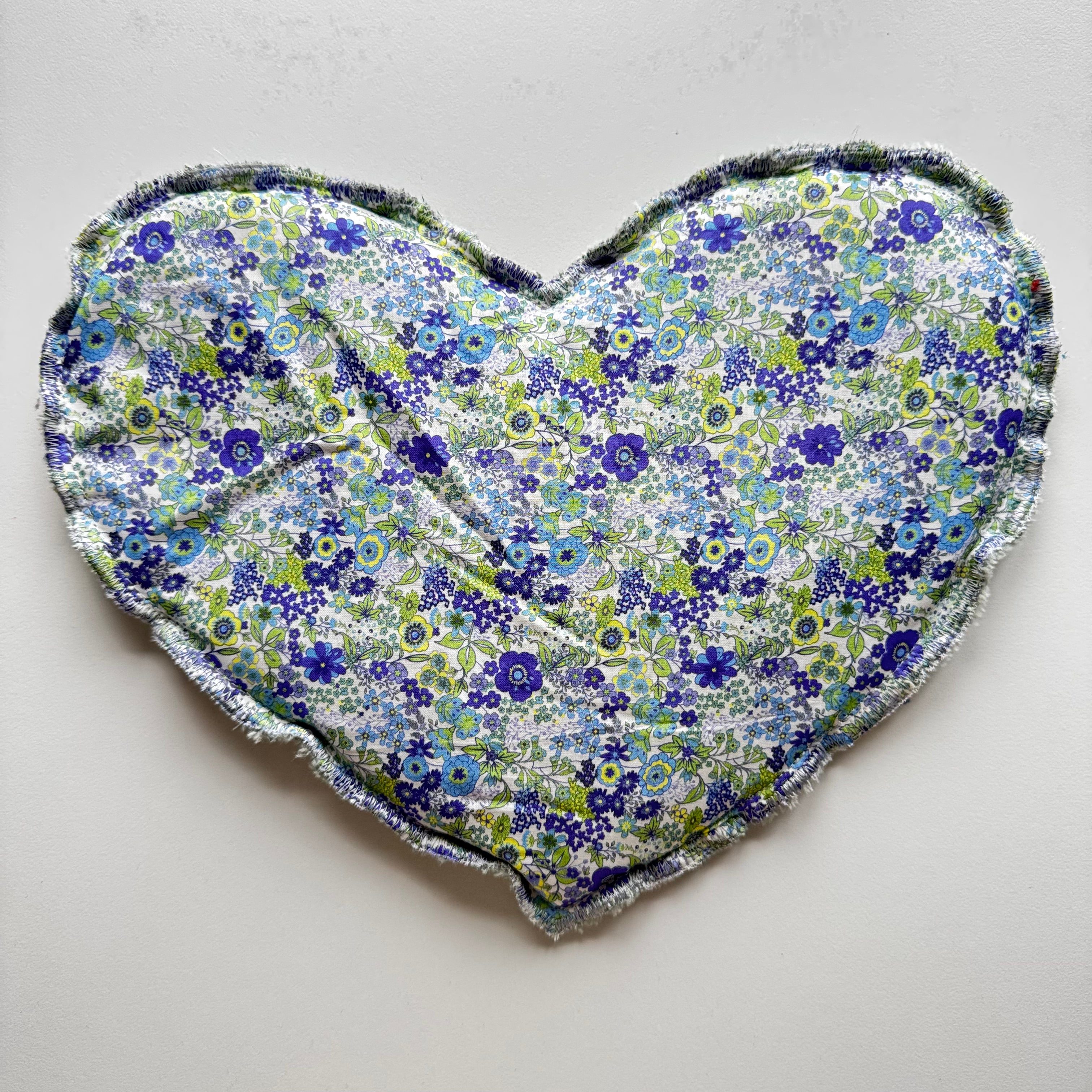 Bouillotte Coeur  fleuri bleu/vert