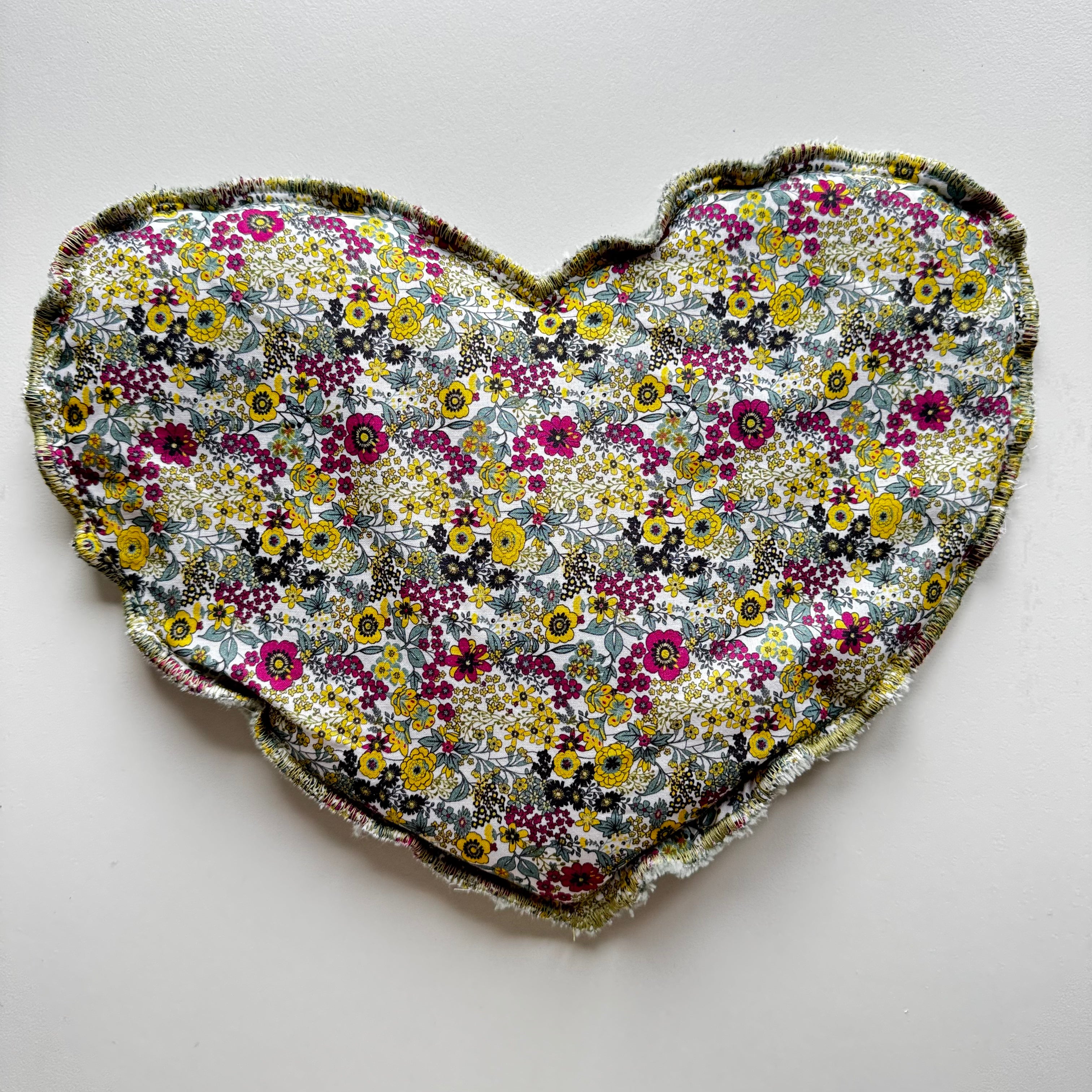 Bouillotte Coeur fleur vert/fushia