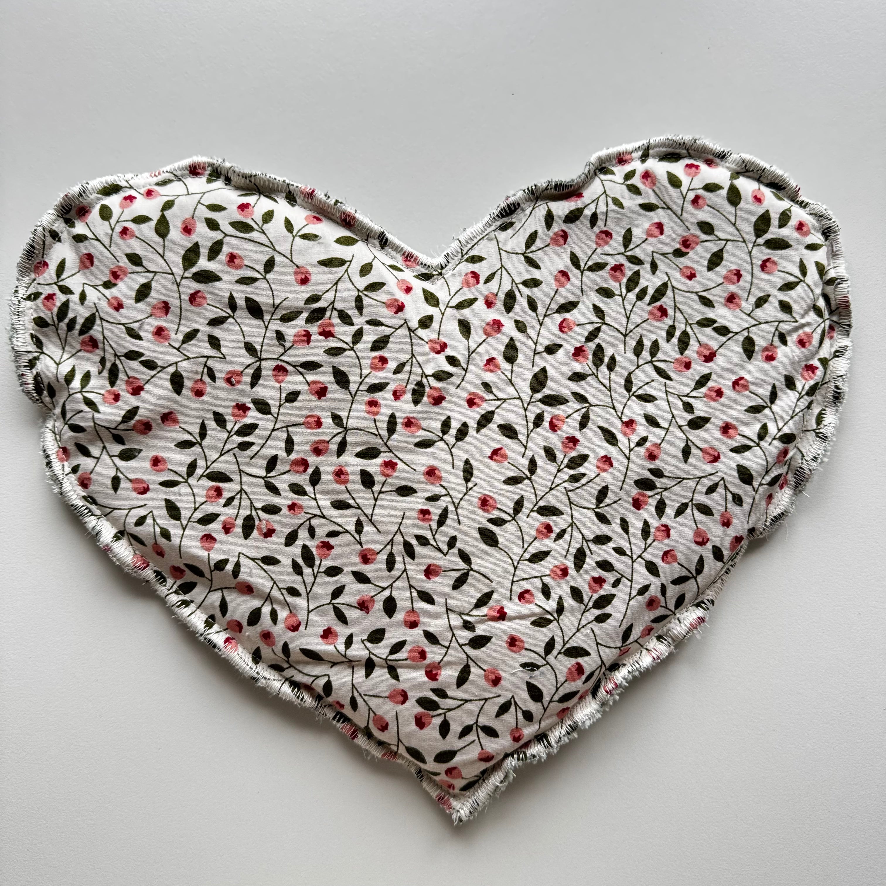 Bouillotte Coeur feuillage vert/rose