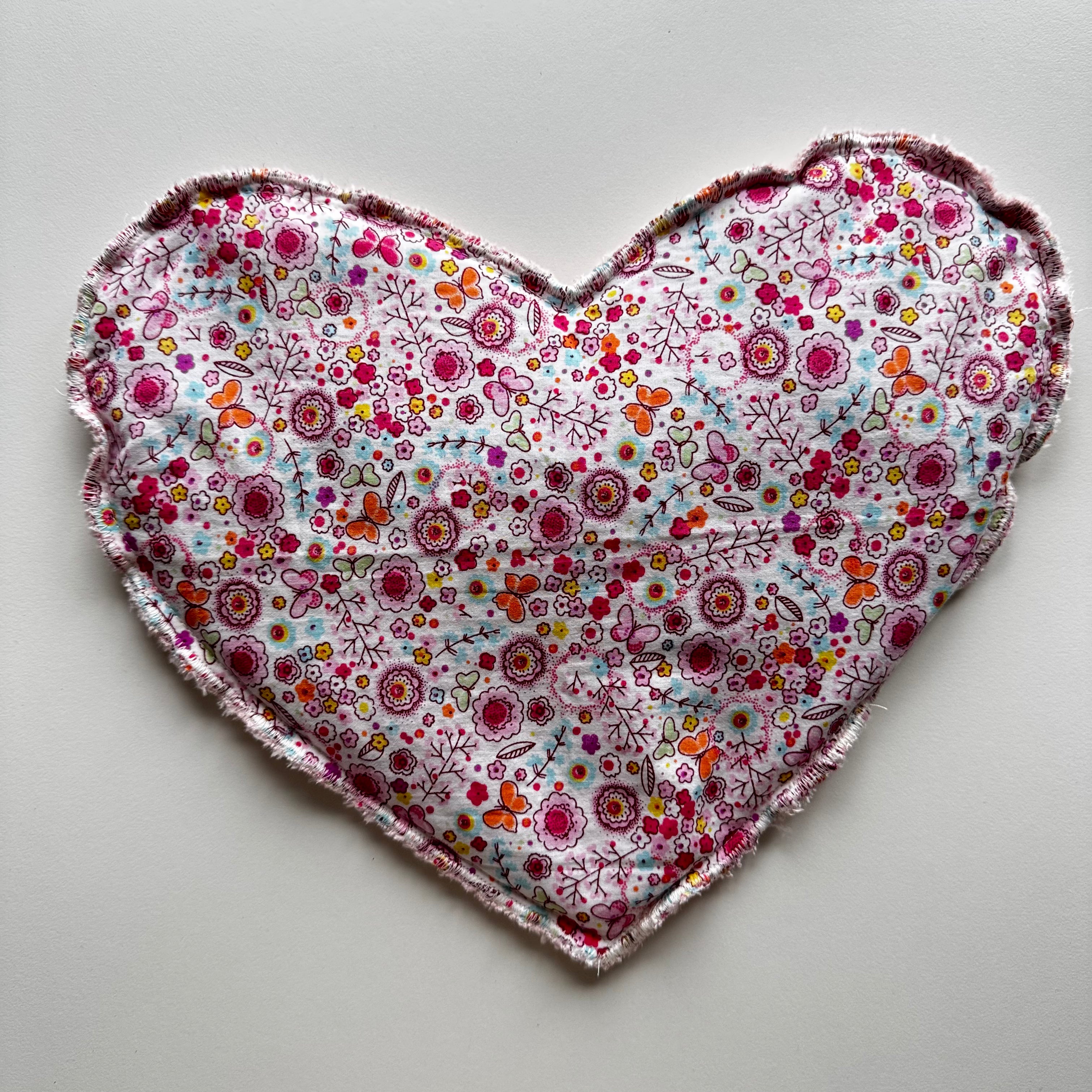 Bouillotte Coeur fleur rose/rose