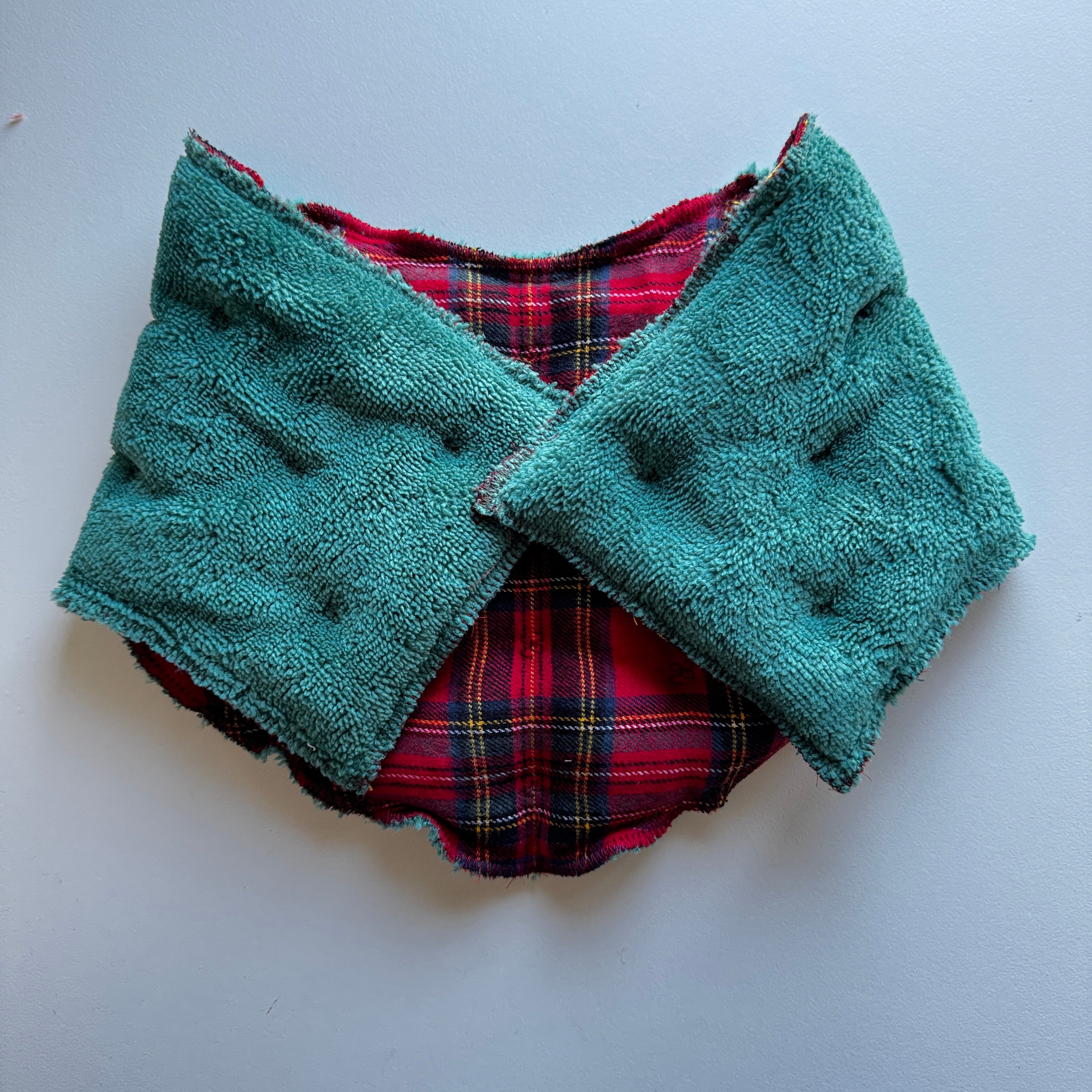 Bouillotte Tour de cou  "écossais"  rouge/vert