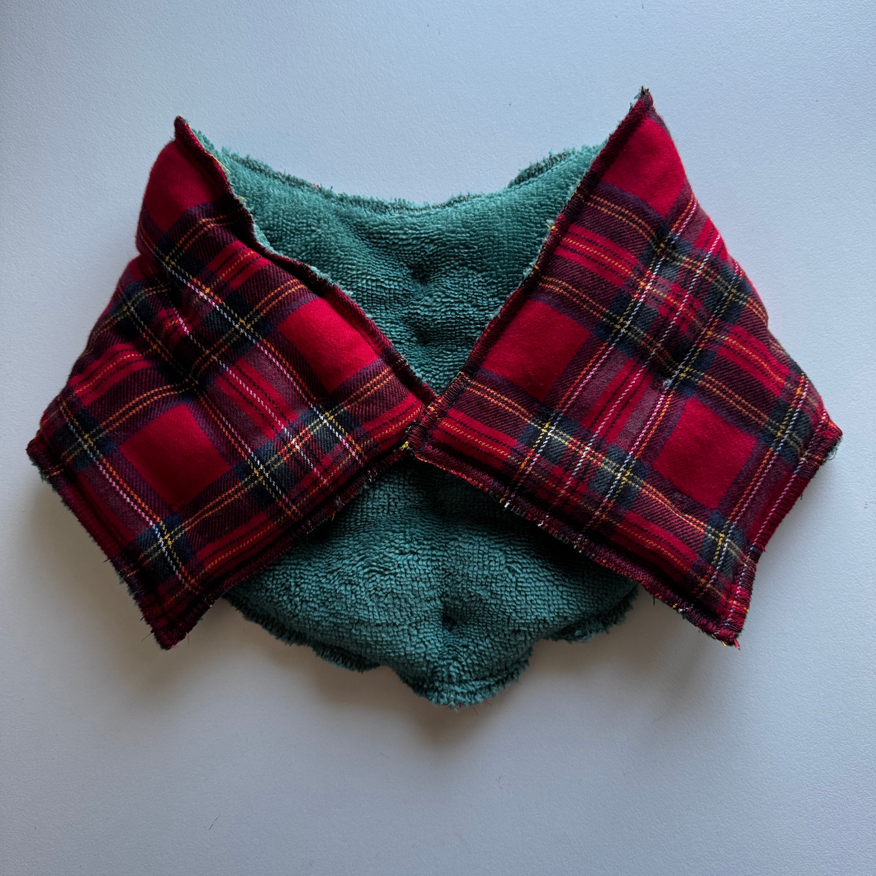 Bouillotte Tour de cou  "écossais"  rouge/vert