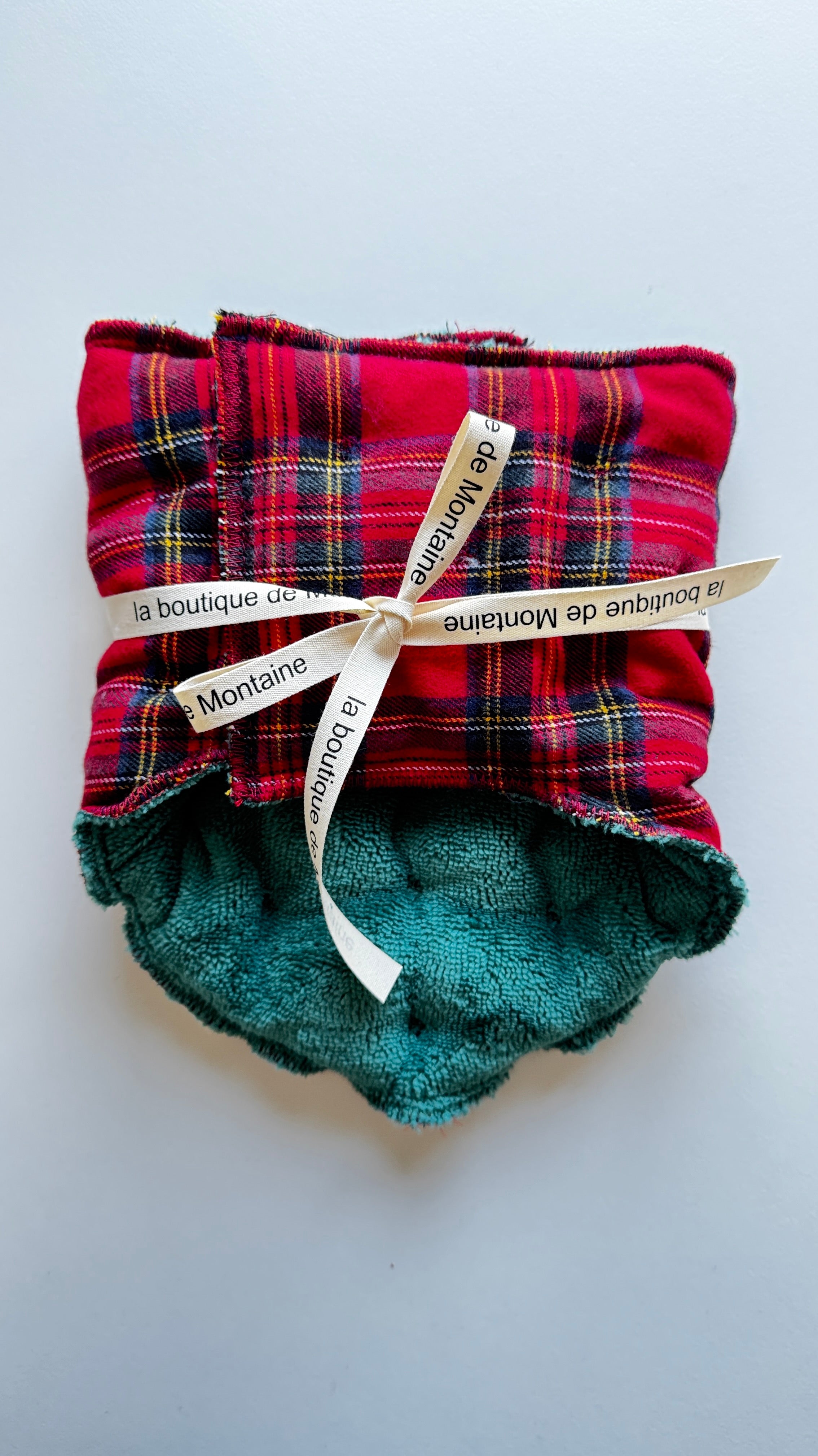 Bouillotte Tour de cou  "écossais"  rouge/vert