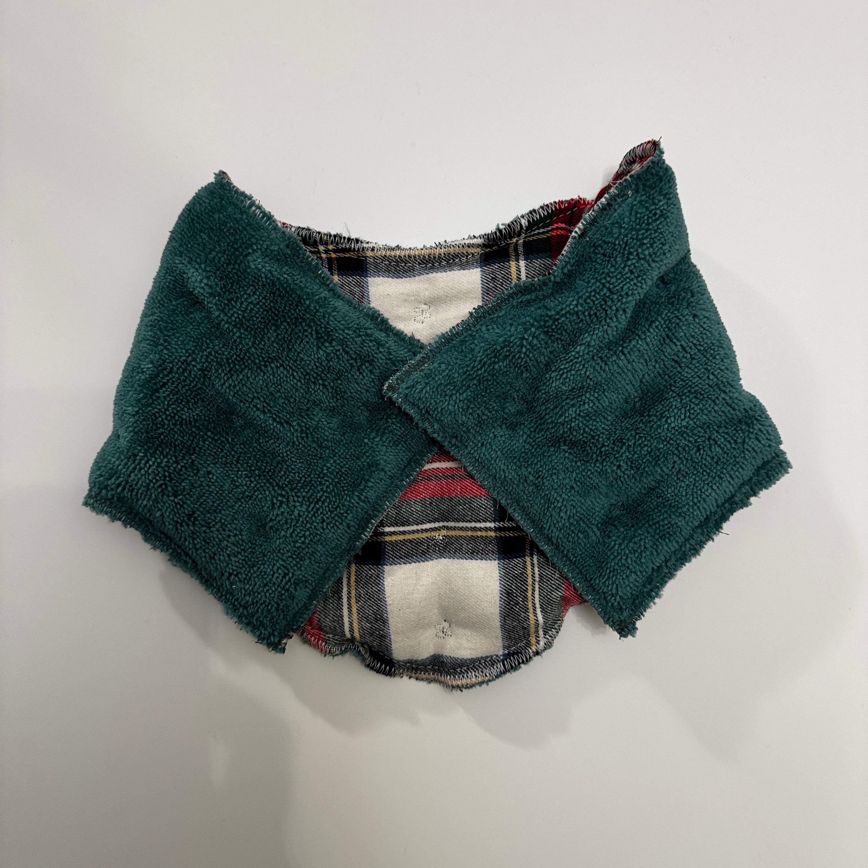 Bouillotte Tour de cou  "écossais"  ivoire/rouge/vert