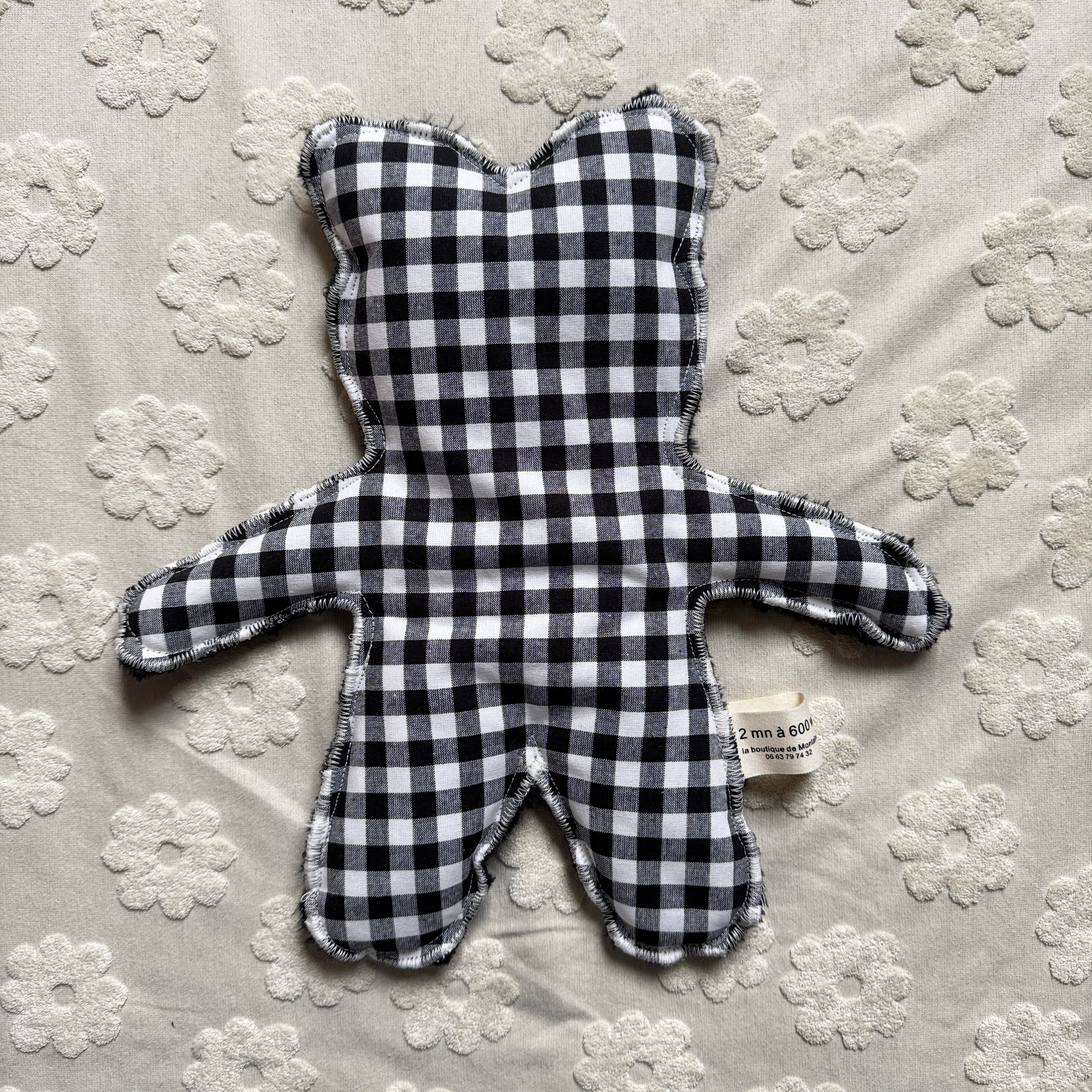 Bouillotte Ourson vichy noir/ivoire