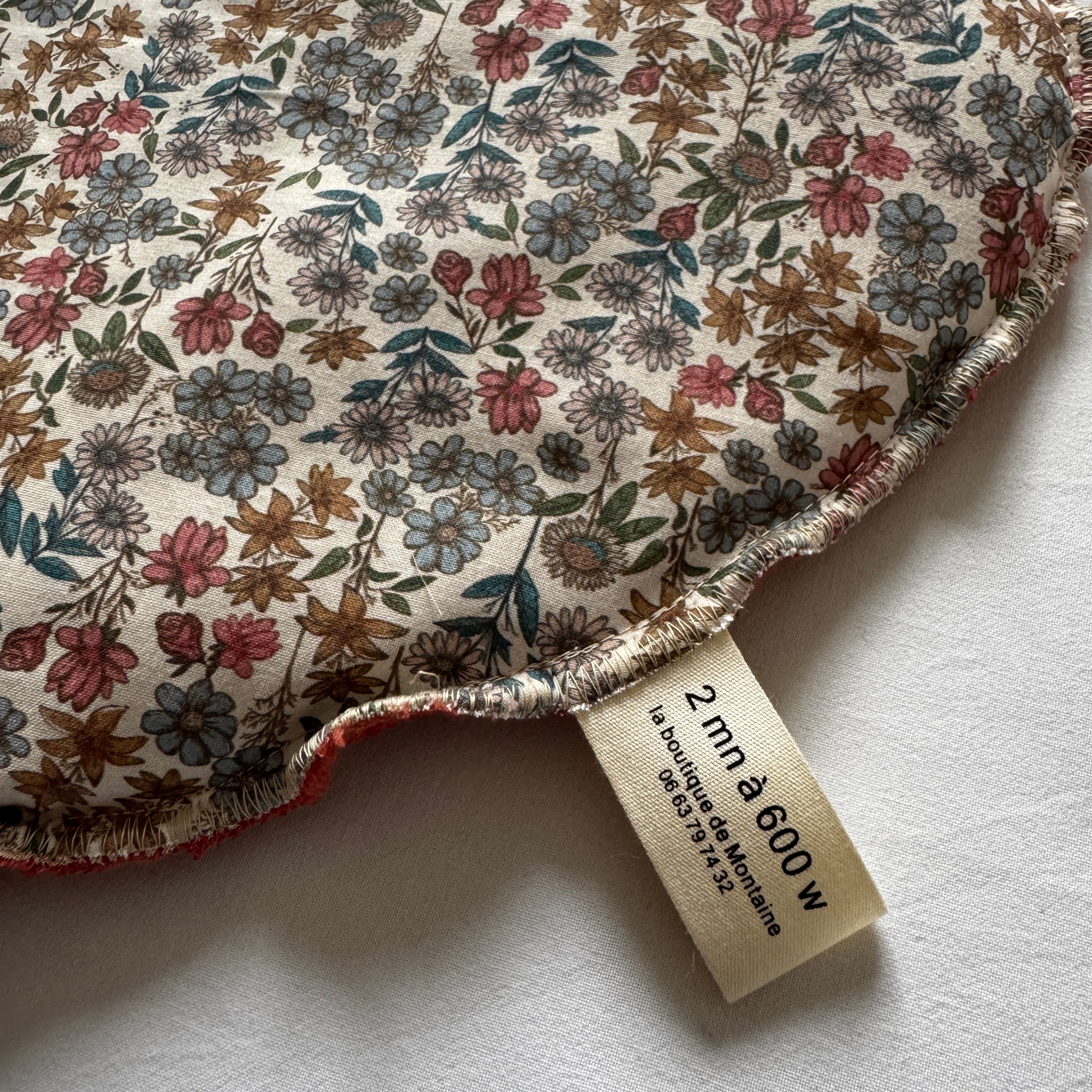 Bouillotte Coeur fleurs beige/brique