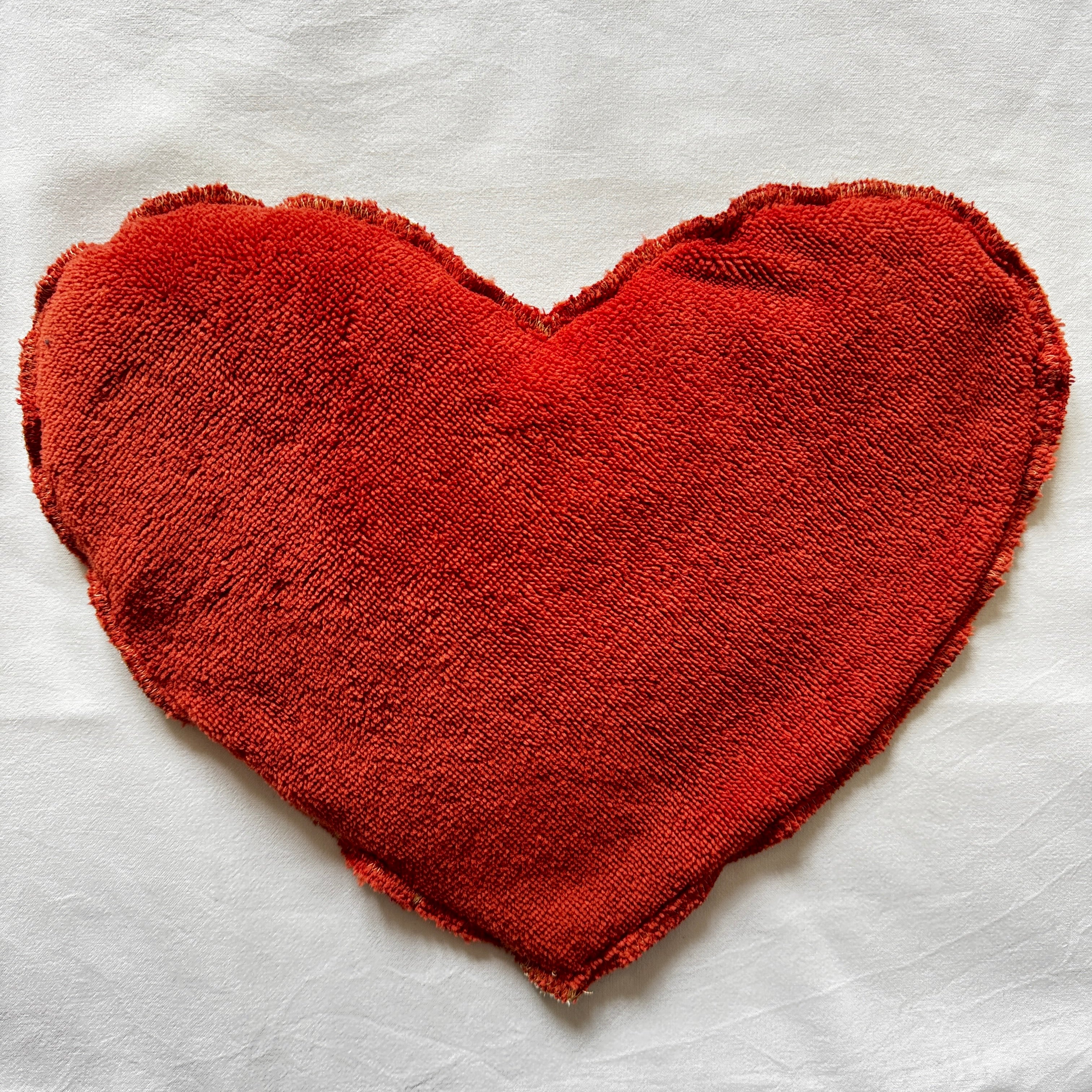 Bouillotte Coeur fleurs beige/brique