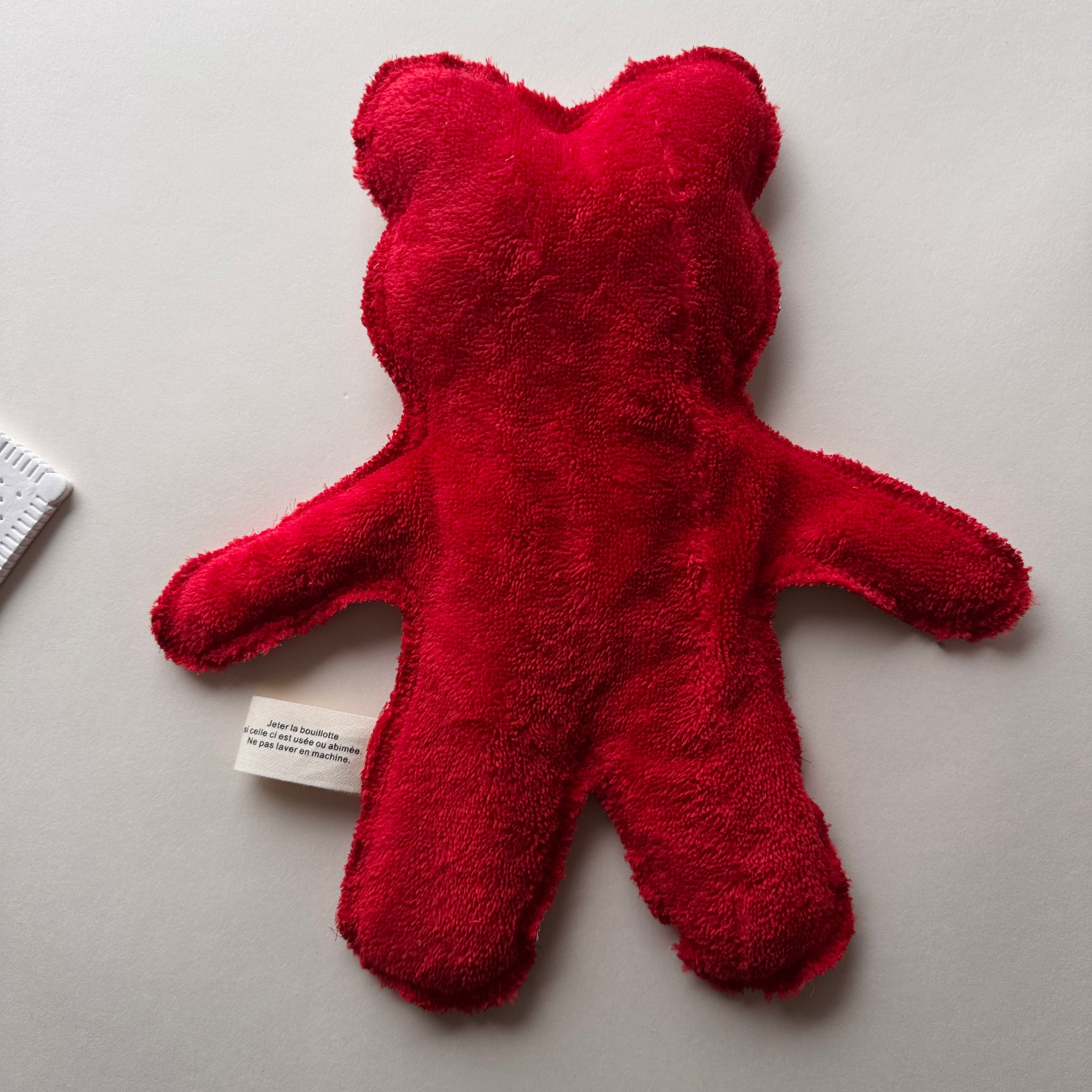 Bouillotte Ourson rouge à fleurs