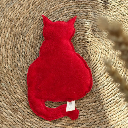 Bouillotte Chat fleurettes rouge