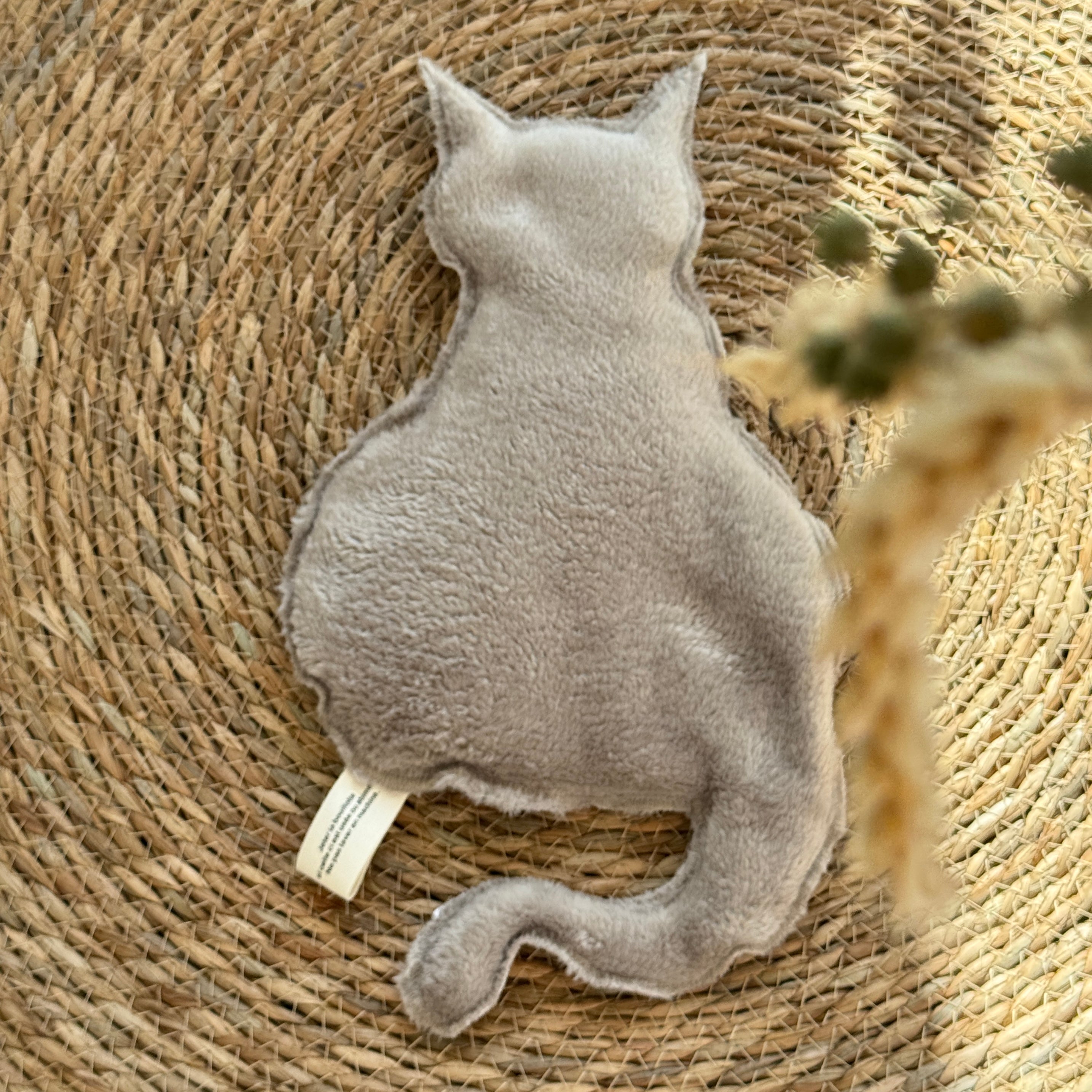 Bouillotte Chat vichy beige/blanc