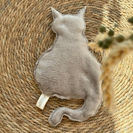 Bouillotte Chat vichy beige/blanc