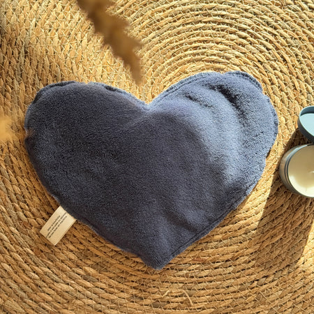 Bouillotte Coeur  fleuri bleu/bleu