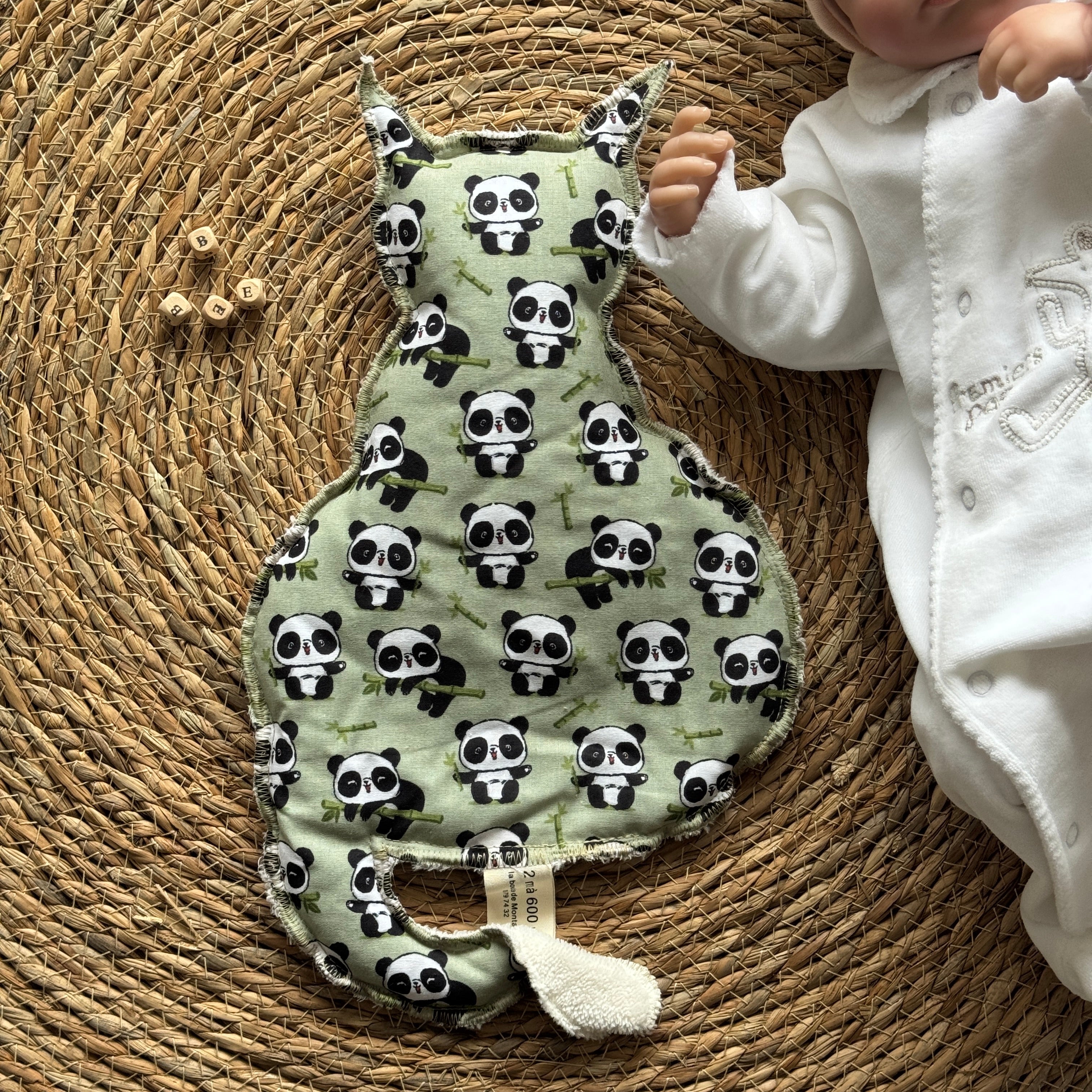 Bouillotte Chat panda vert/ivoire